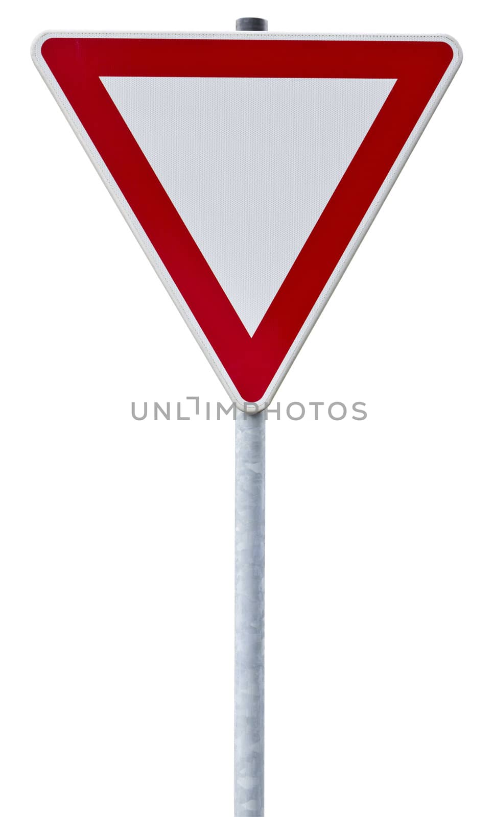 german give way sign with clipping path, isolated on white