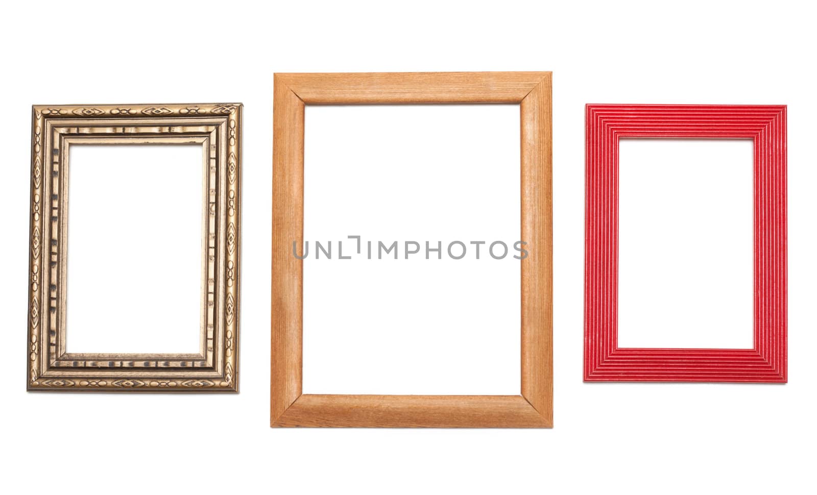 Three frames for photography on white background