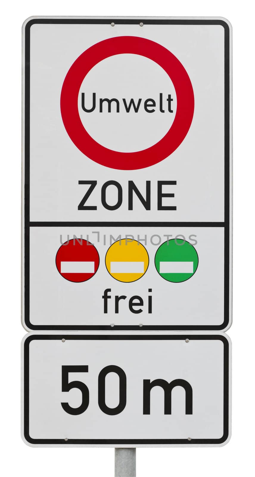 umweltzone -  german traffic sign isolated on white with clipping path