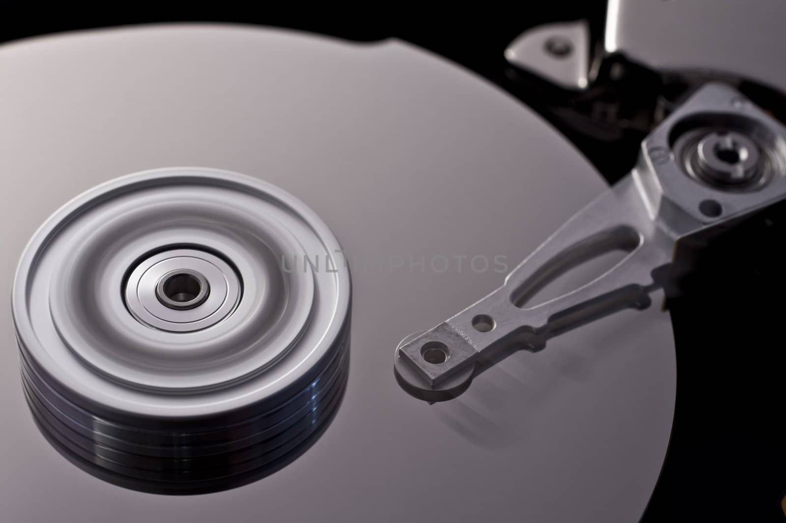 hard disk drive in motion with nice blur in background