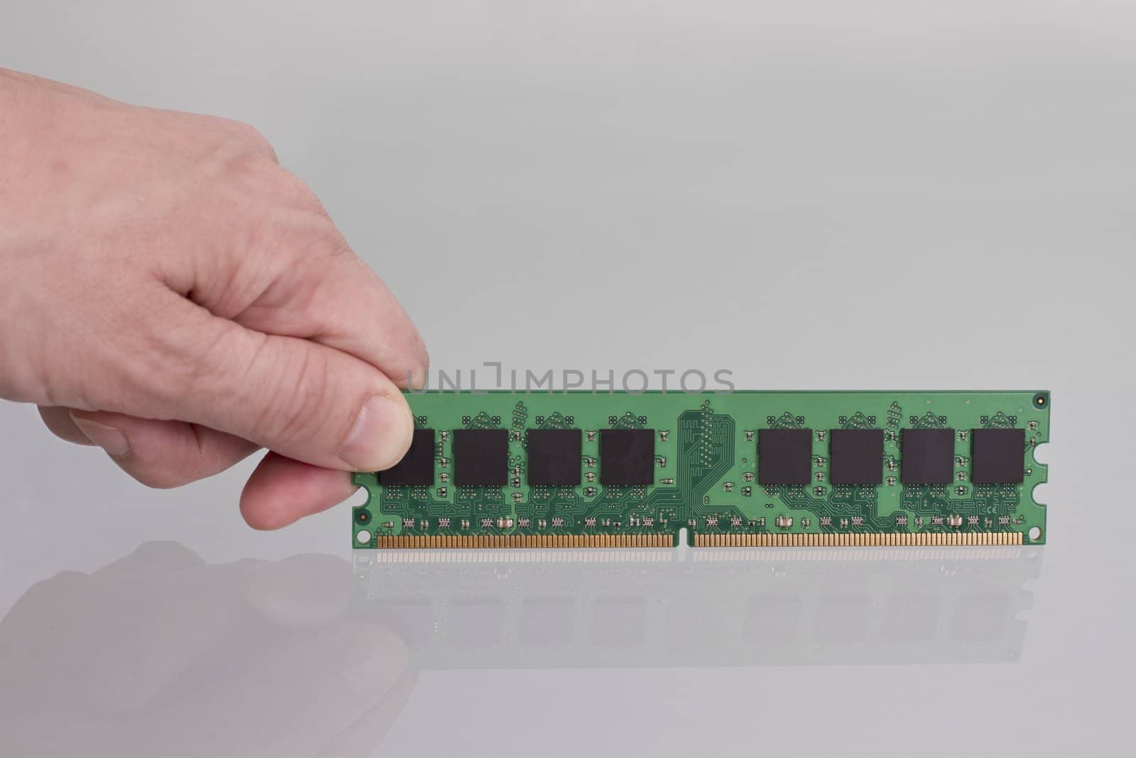 double data rate memory module for desktop pc in human hand