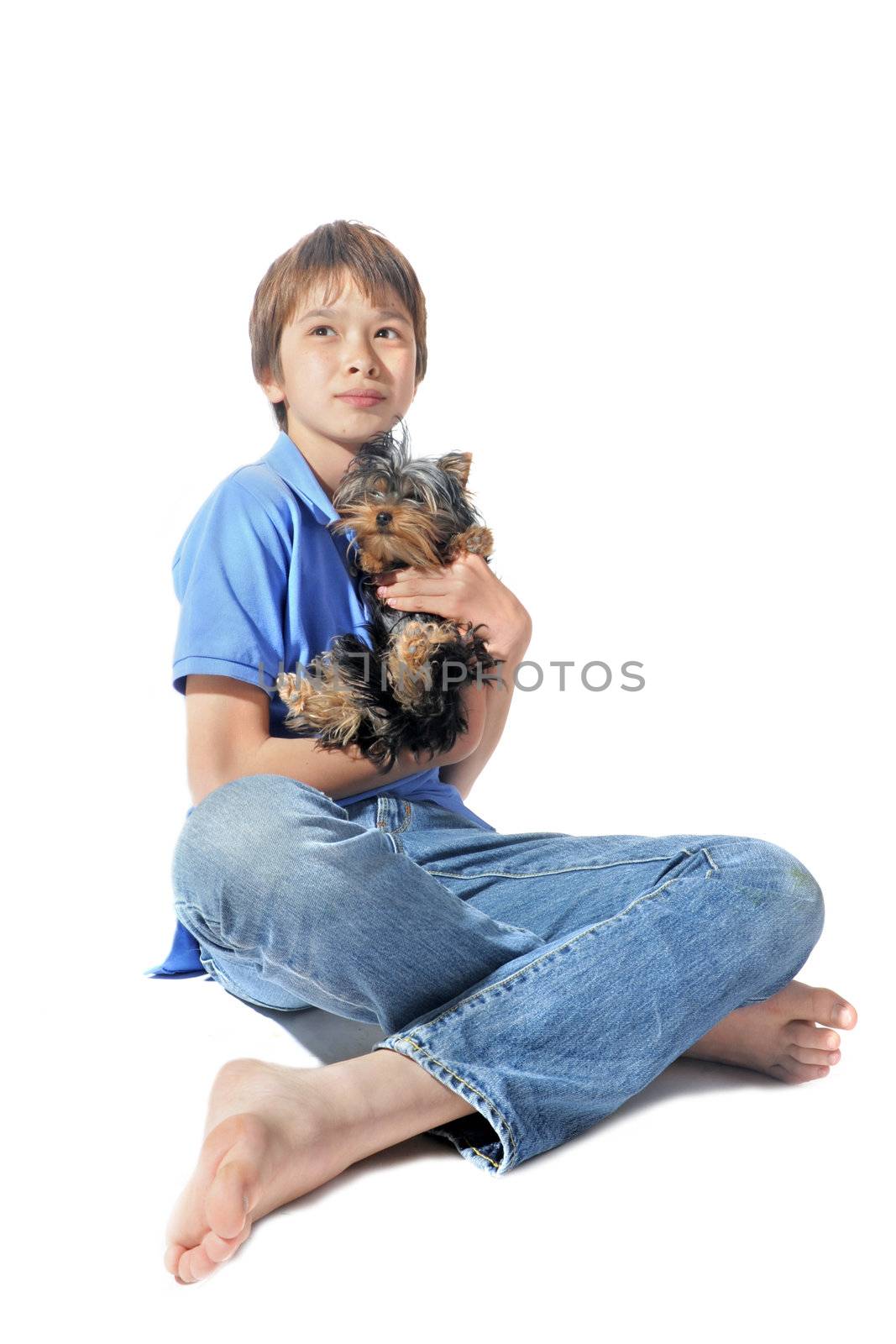 yorkshire terrier and young boy by cynoclub