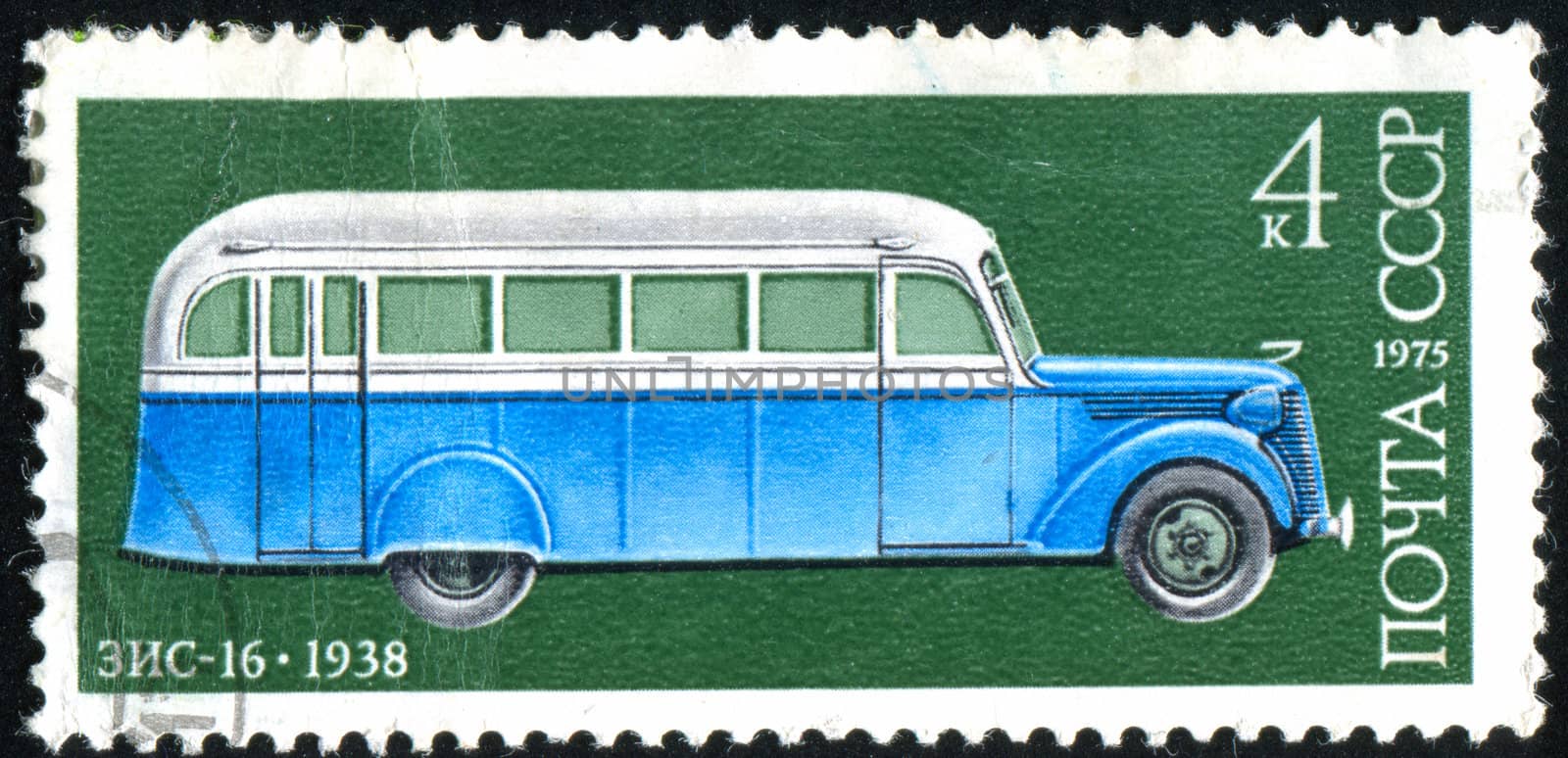 RUSSIA - CIRCA 1975: stamp printed by Russia, shows ancient bus, circa 1975.
