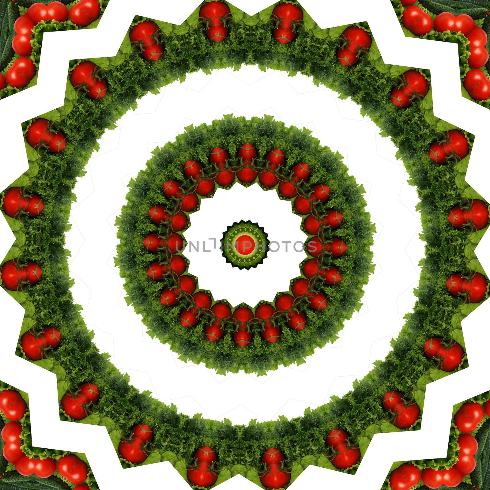 Kaleidoscope vegetable . An abstract background with repeating elements