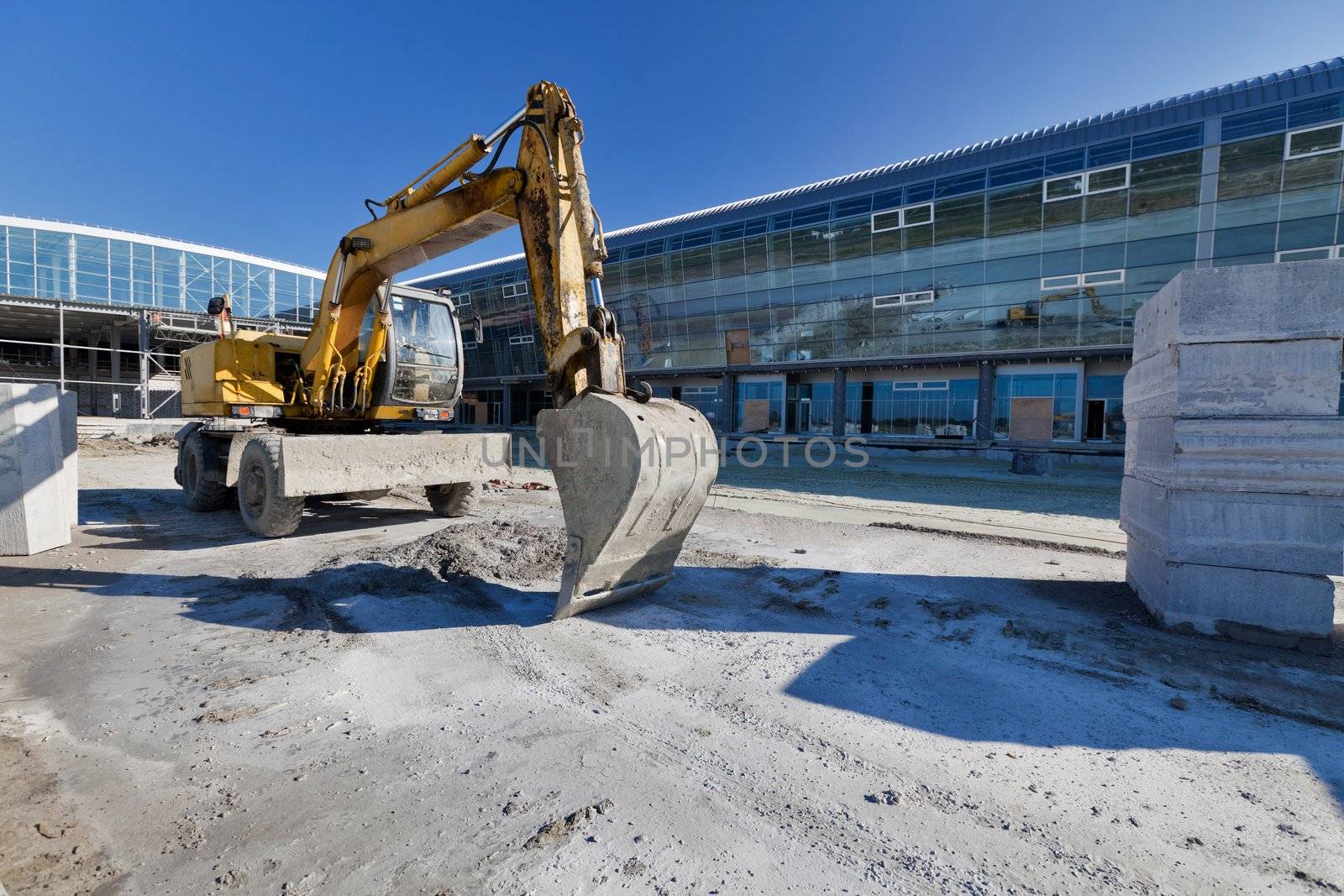 construction equipment parked at work site