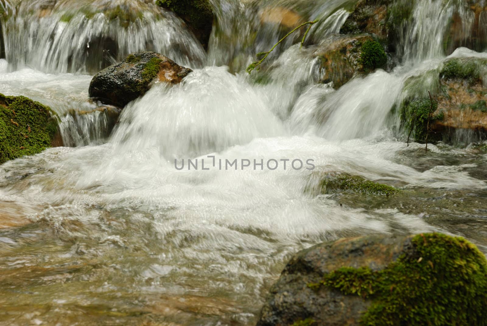 The mountain river. A rough stream of water in mountains of the Crimean peninsula