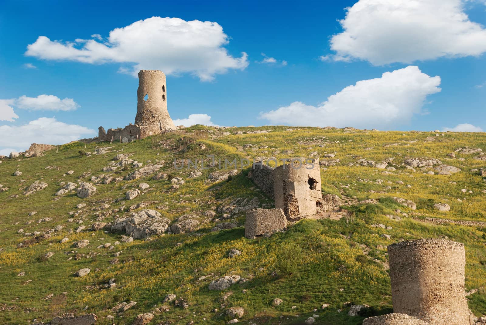 Fortress. Ruins of defensive works on mountain of the Crimean peninsula