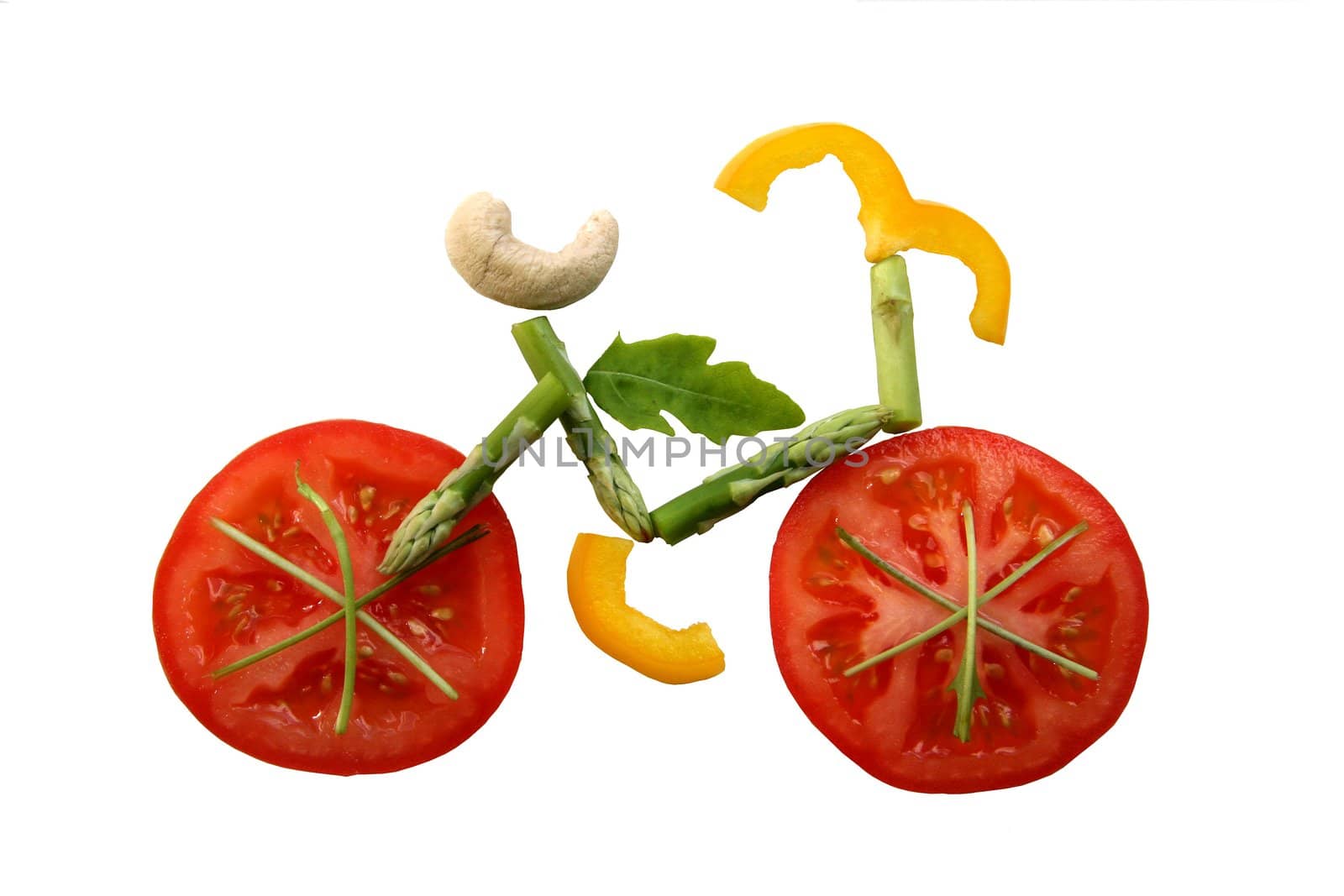 Sliced vegetables in form of a bicycle
