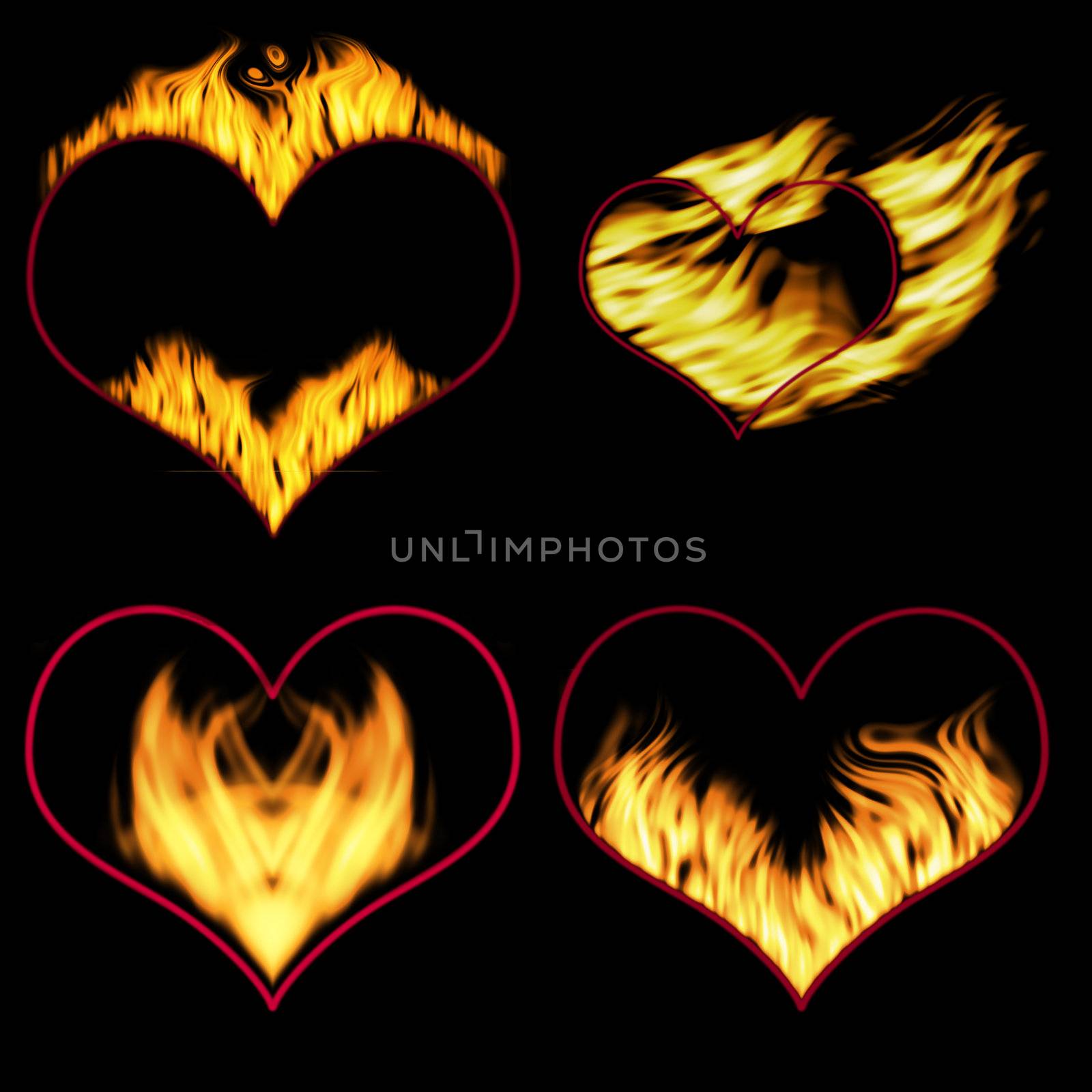  Burning hearts (hearts for the further editing)