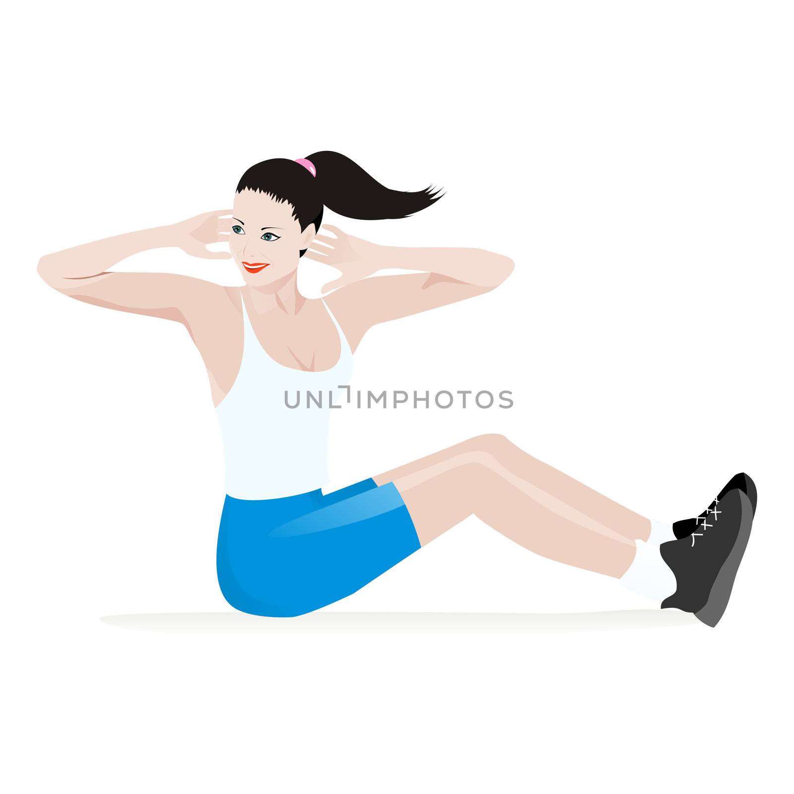 Vector illustration of a young attractive girl exercising