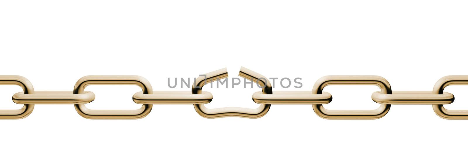 Gold unlink chain. Isolated on white background