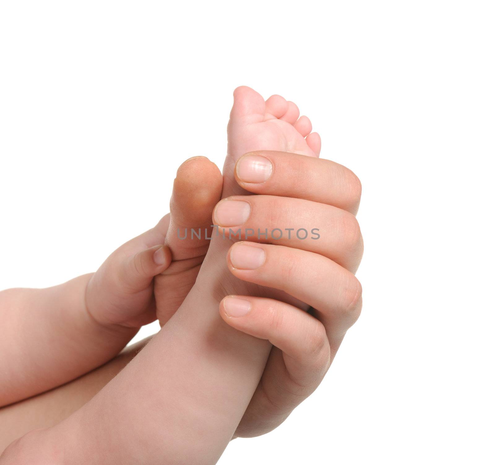 Foot the baby in adult hands by galdzer