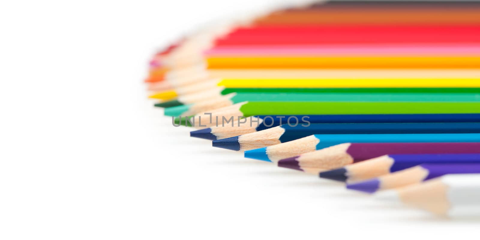 Set of color pencils. It is isolated on a white background