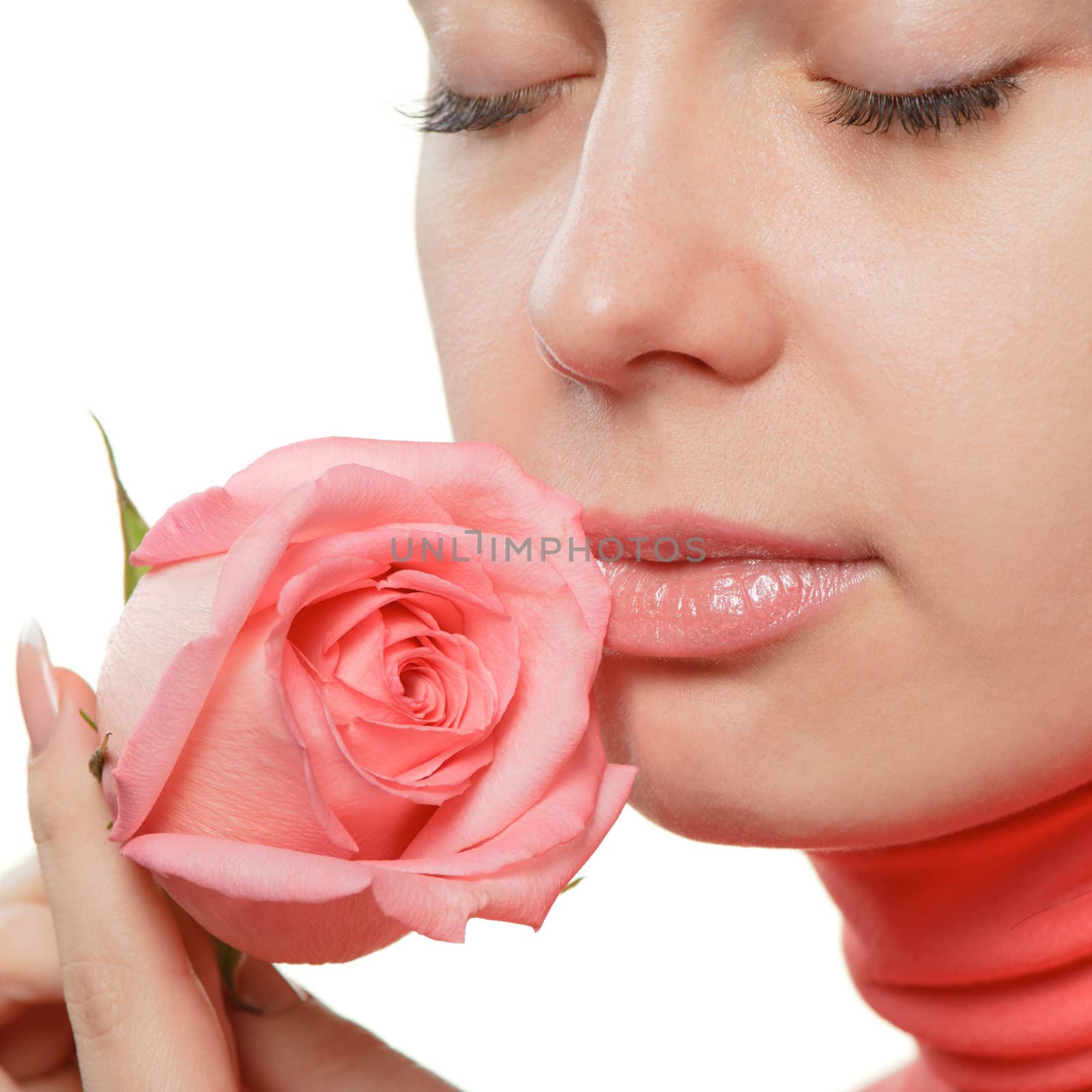 The woman with a rose closeup by galdzer