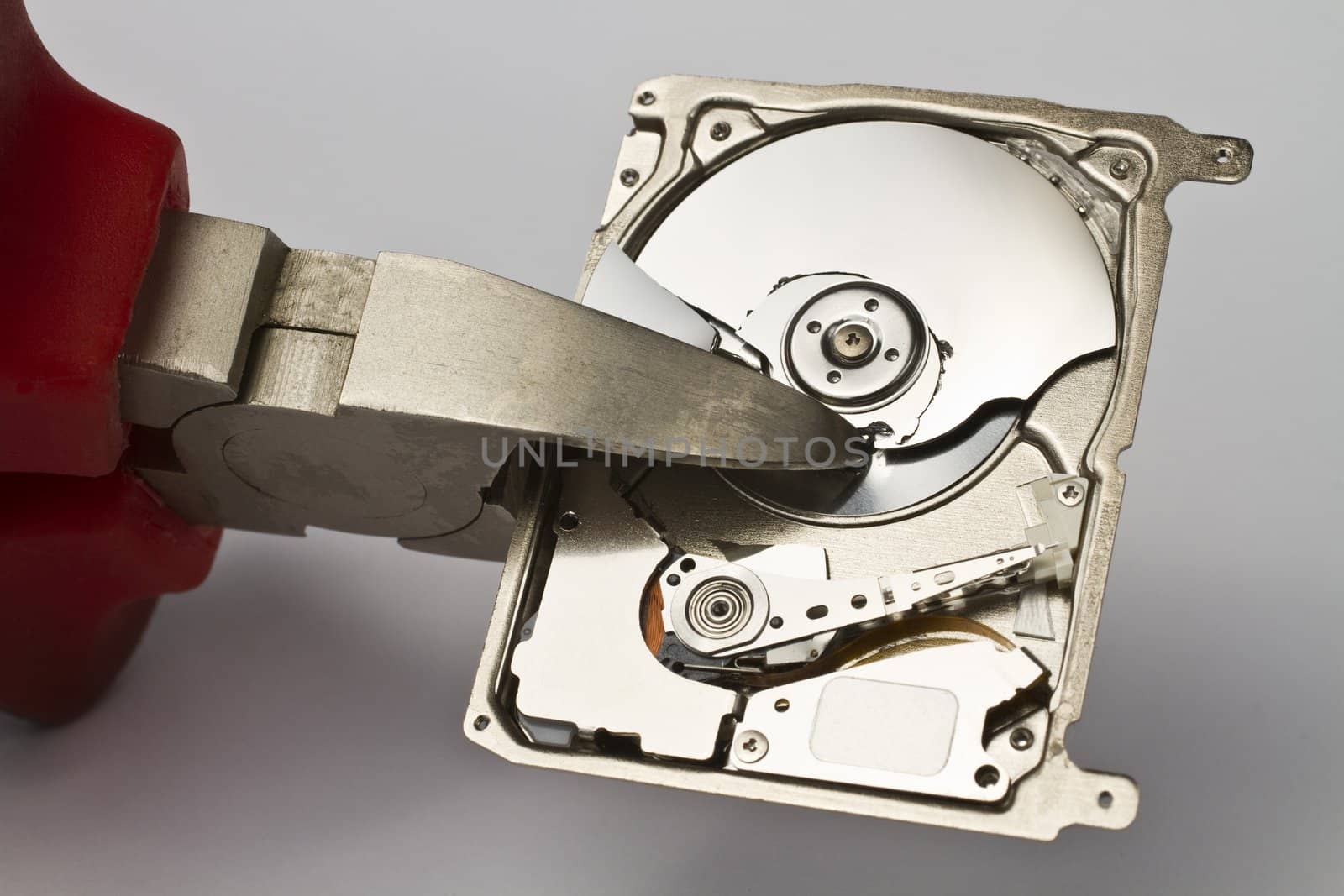 little hard disk drive cutted by side cutter