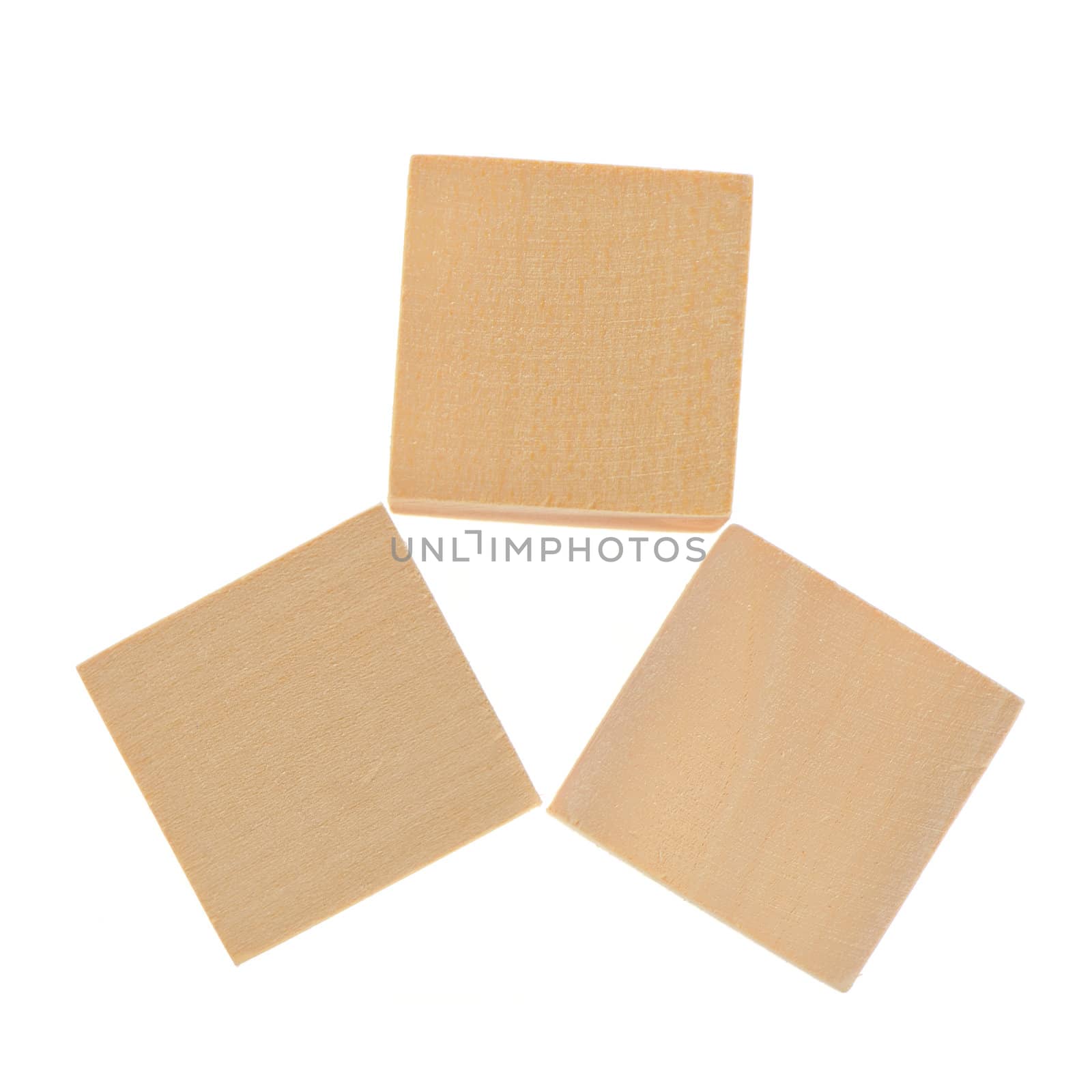 construction from wooden cubes. It is isolated on a white background