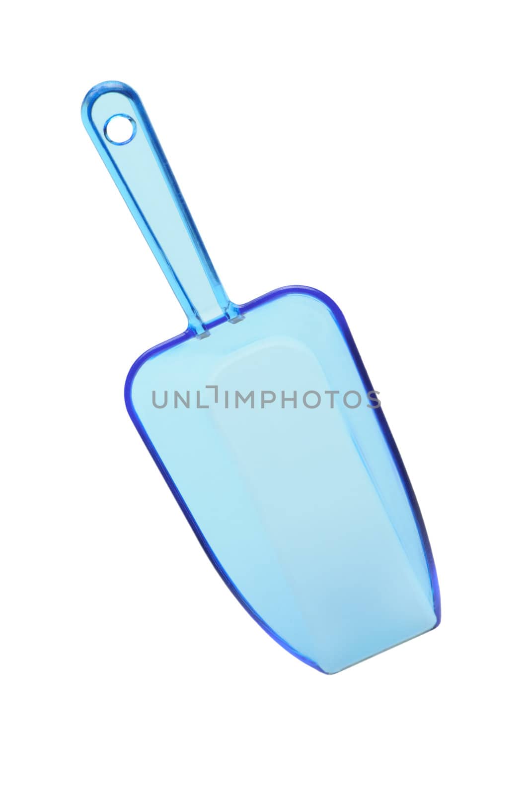 Scoop for food stuffs. Transparent, blue color