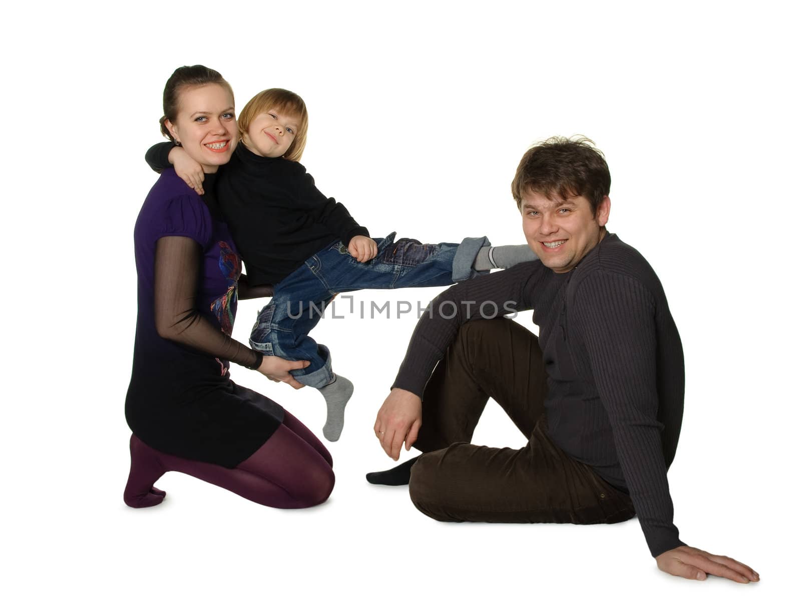 Happy family. It is isolated on a white background