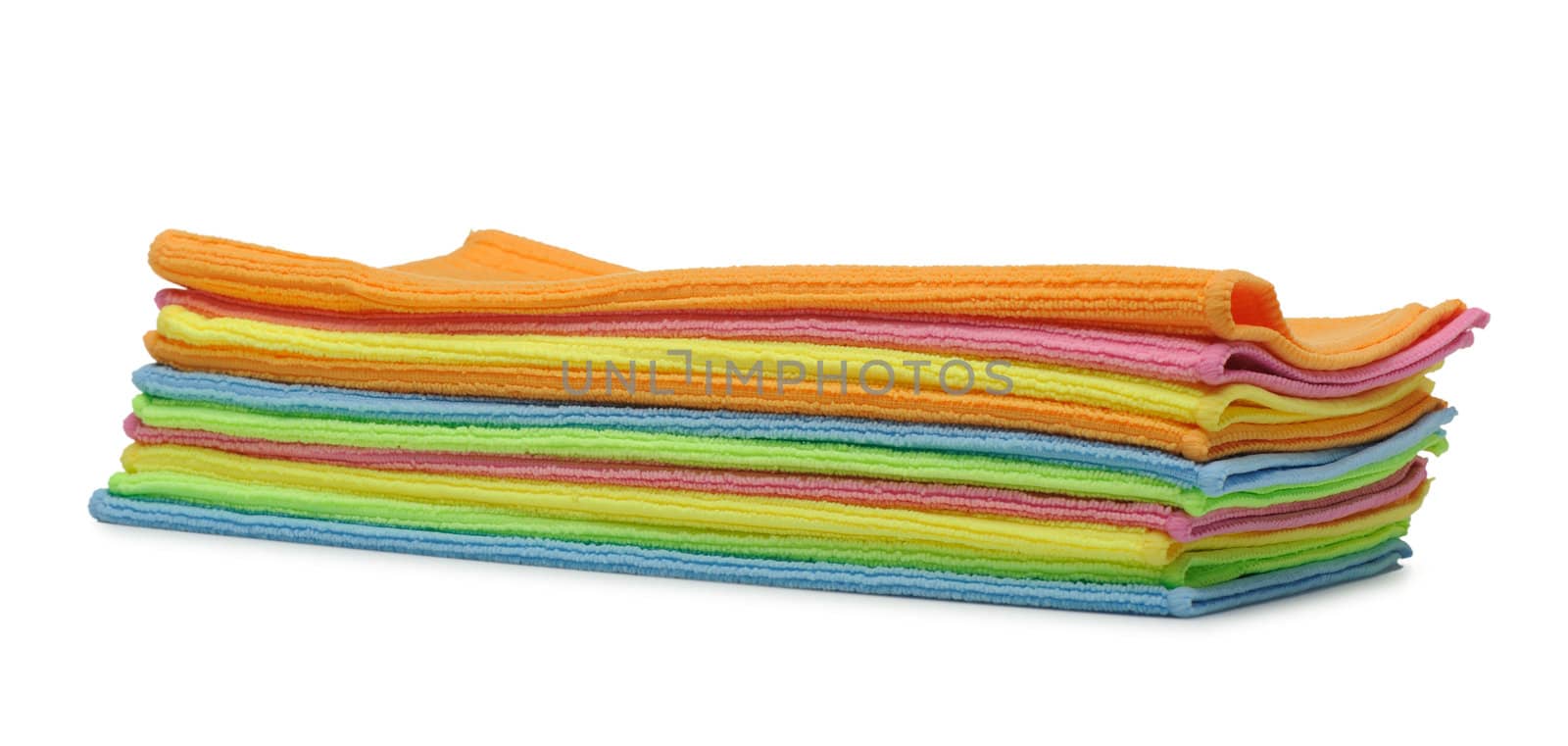 Pile double color towels. It is isolated on a white background