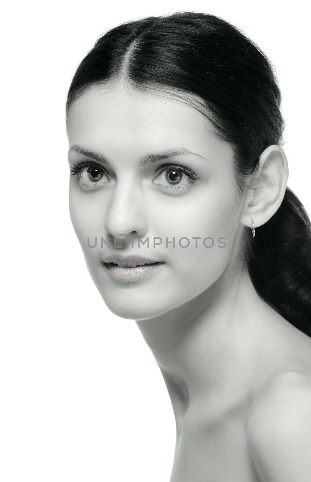 The sexual girl. A monochrome portrait closeup by galdzer