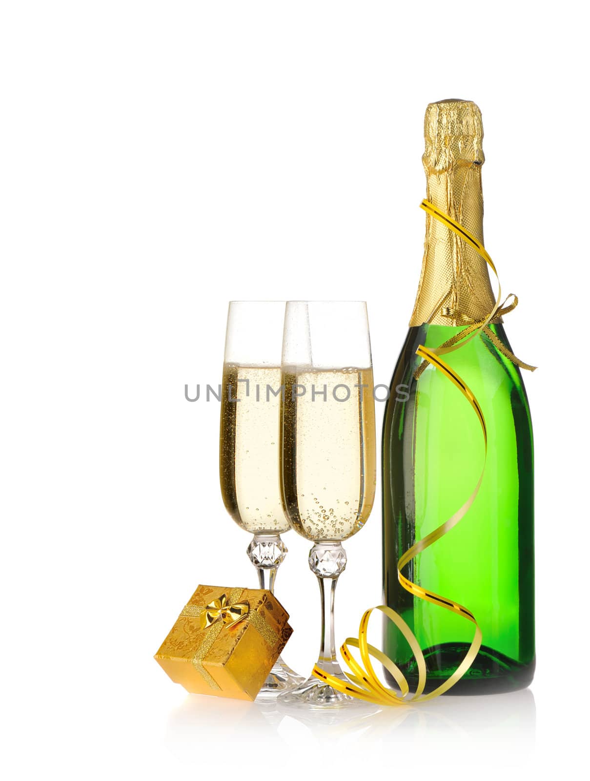 Bottle of a champagne and glasses by galdzer