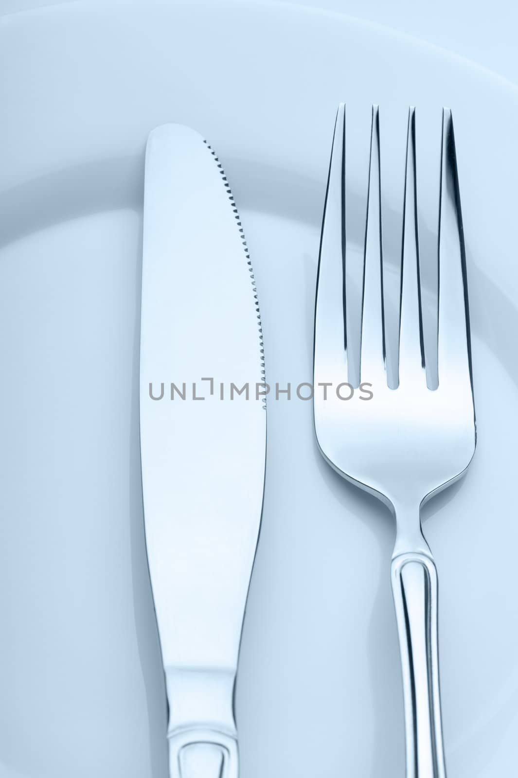 Knife and fork on a plate by galdzer