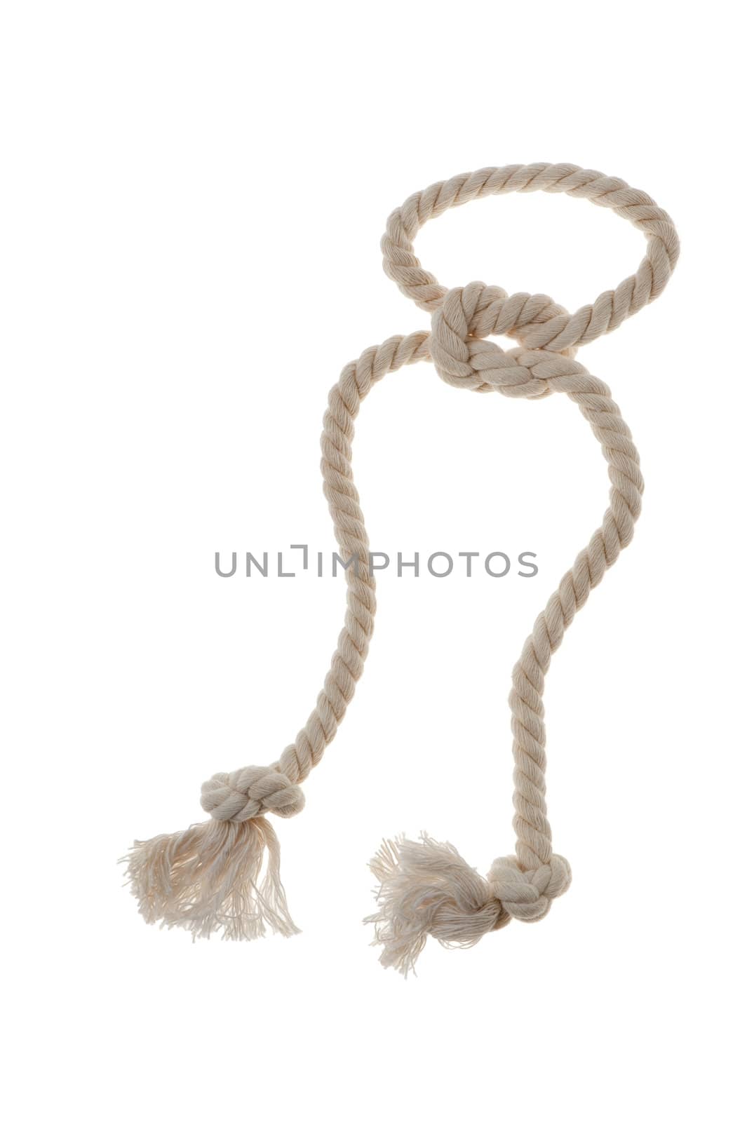 Cord with knot. A fragment of a cord it is isolated on a background