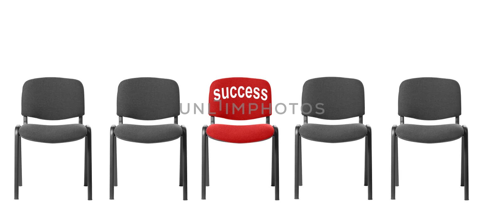 Red chair with an inscription - success. It is isolated on a white background