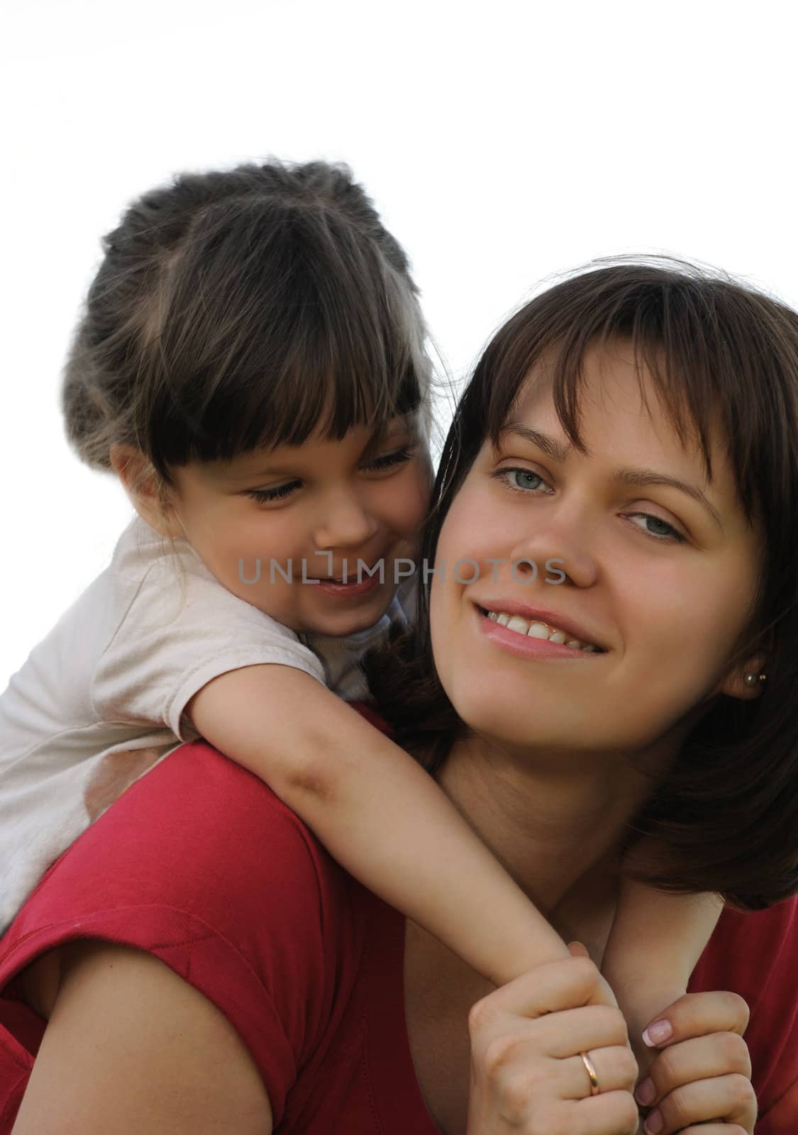 Mother and the daughter. The woman and the child of the European appearance