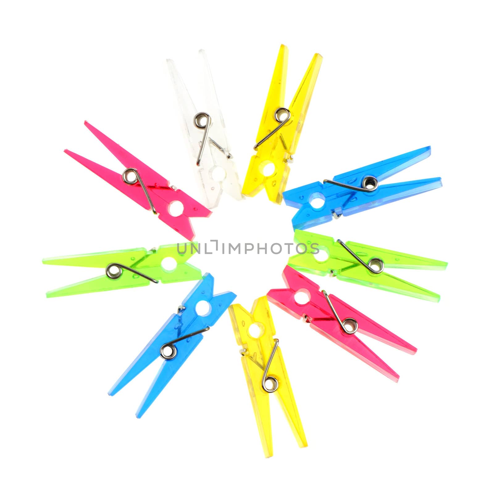 Color a clothespin. It is isolated on a white background