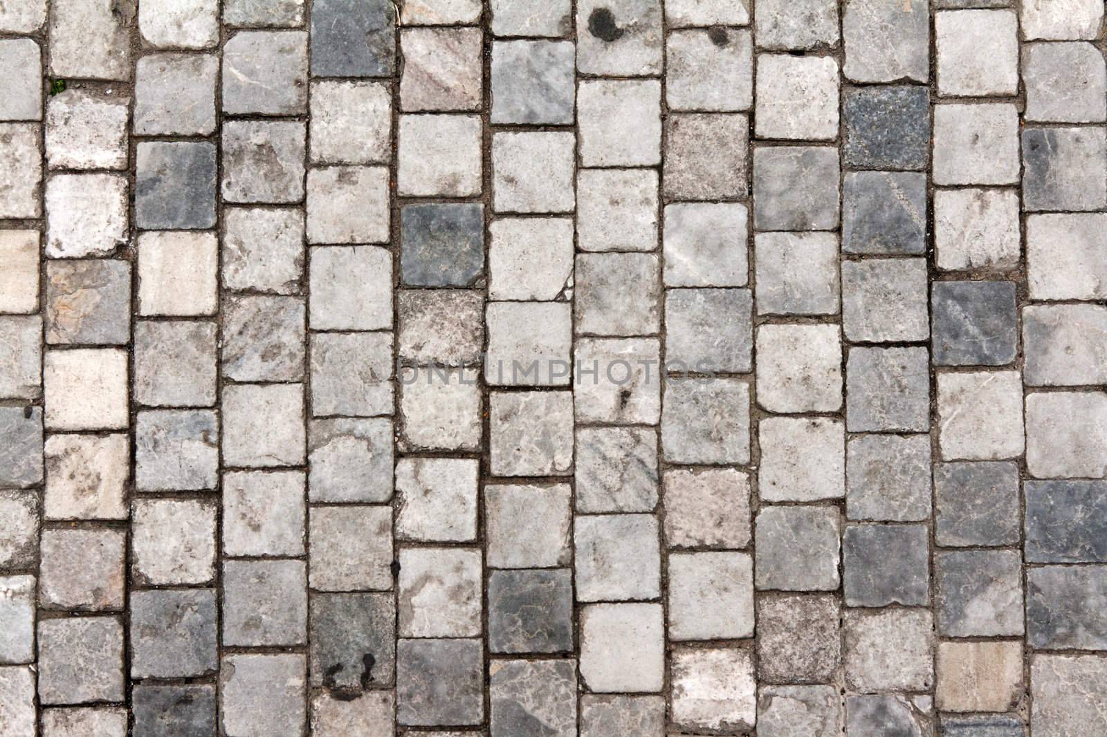 Stone roadway from granite area in Prague