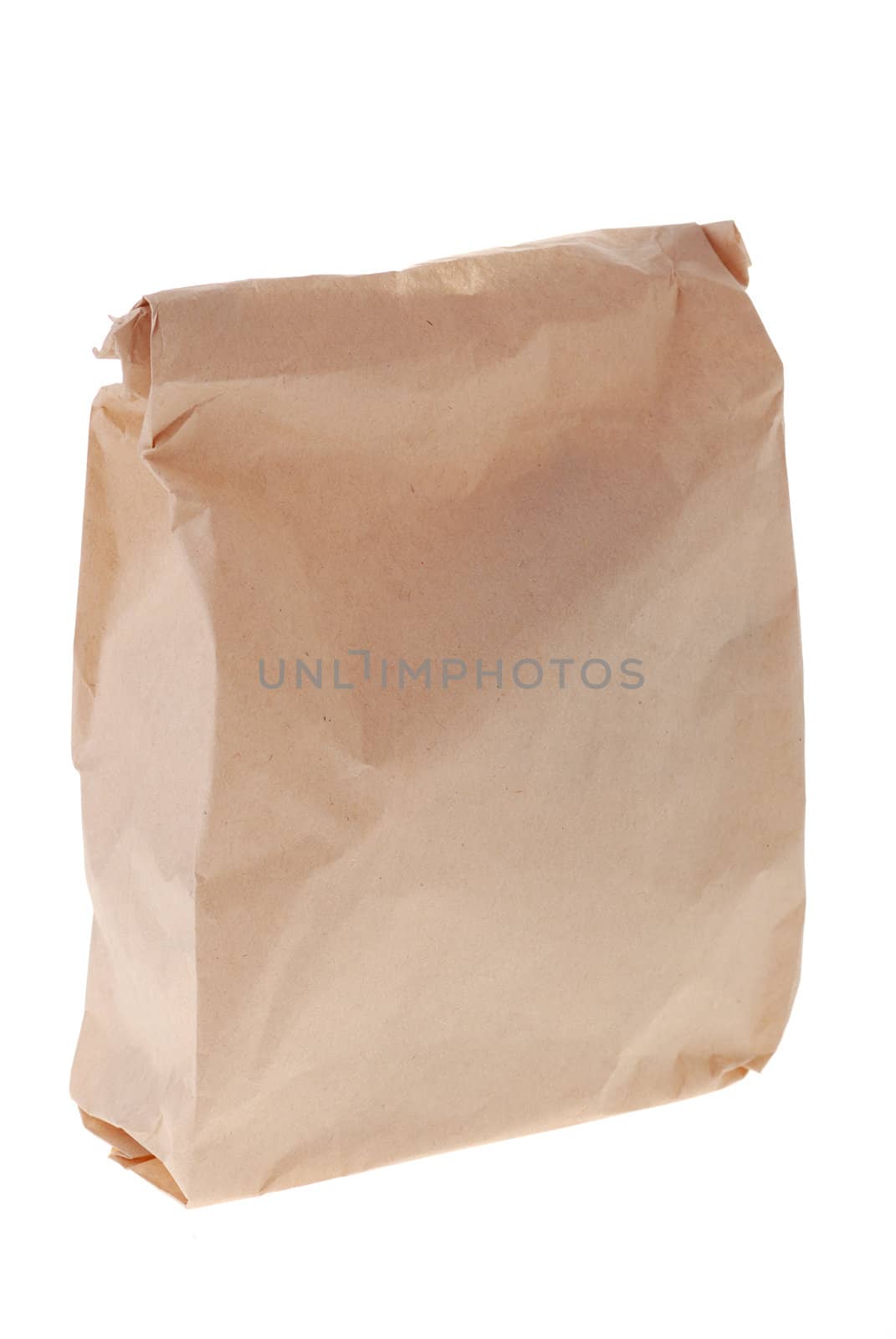 Paper package. For storage of foodstuff, it is isolated on white