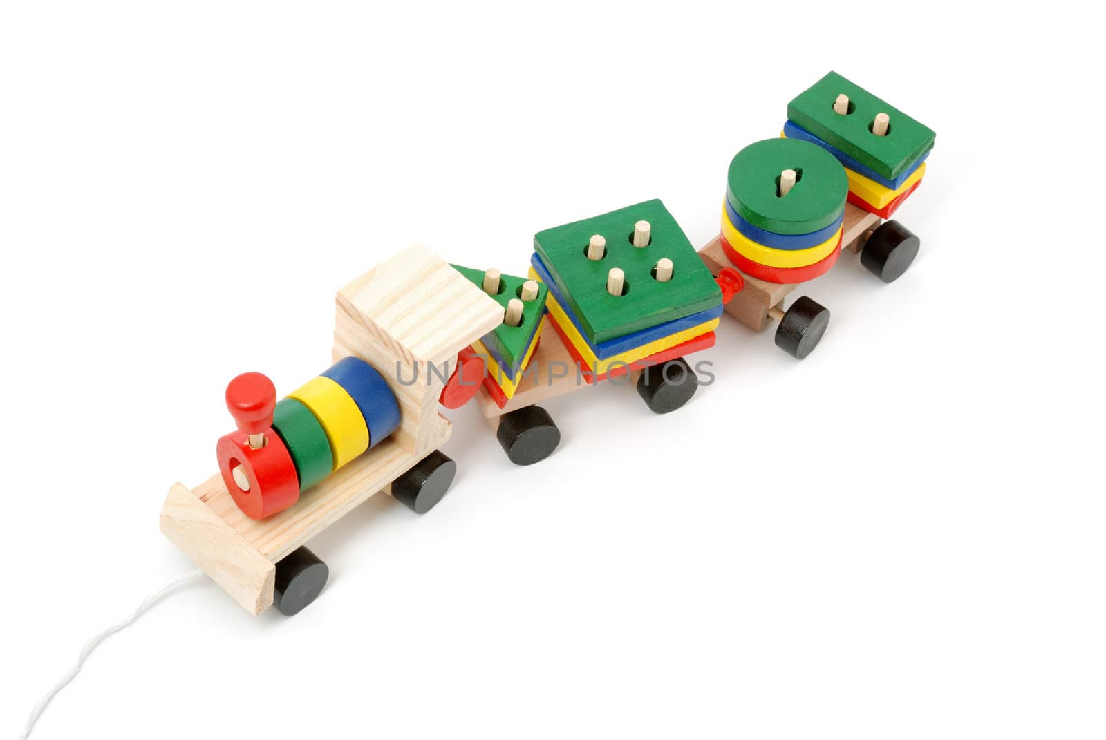 Children's toy. A steam locomotive isolated on a white background