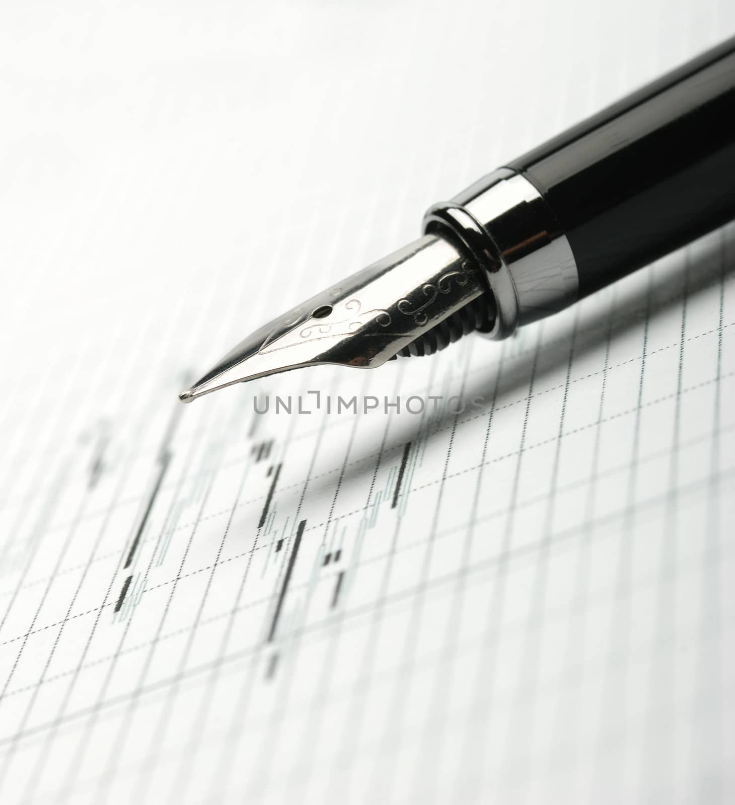 Business a theme. Diagrams from the share market, pens. Concept - exchange activity