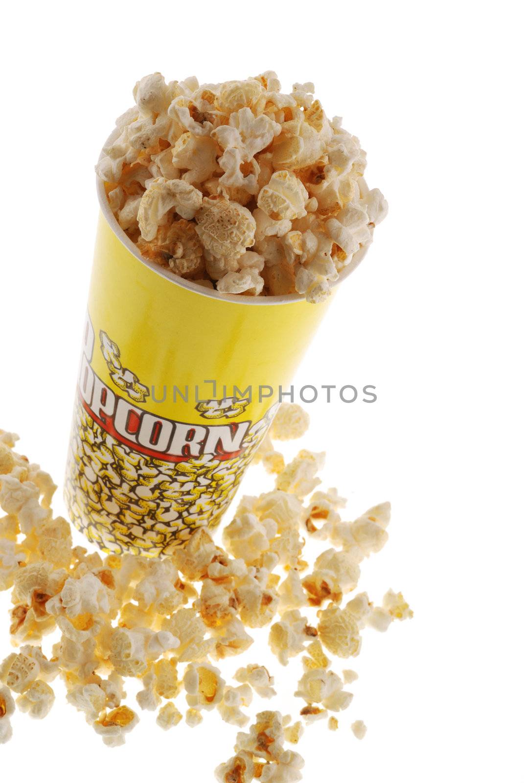 Popcorn. Grains of corn are isolated on a white background