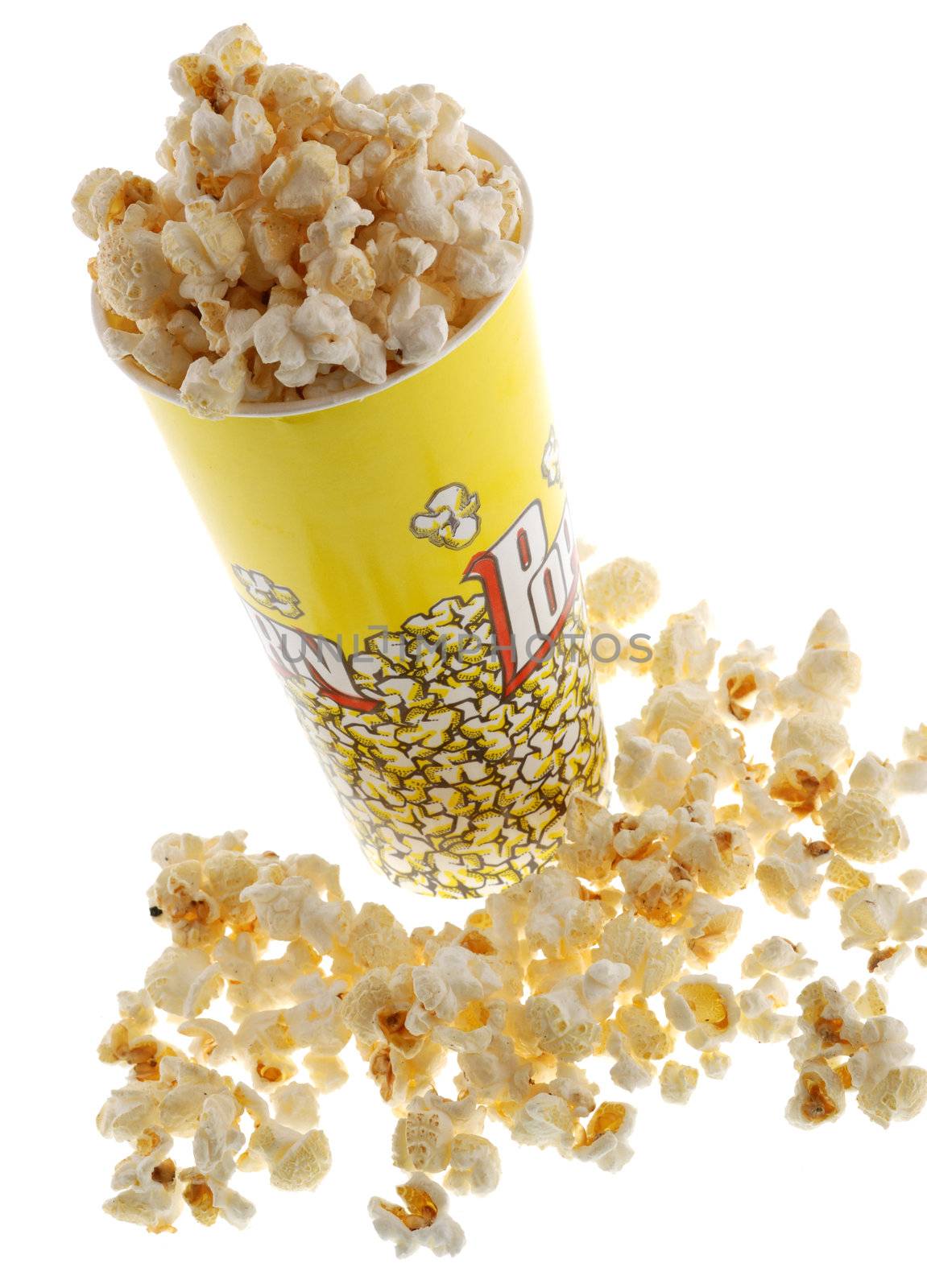 Popcorn. Grains of corn are isolated on a white background