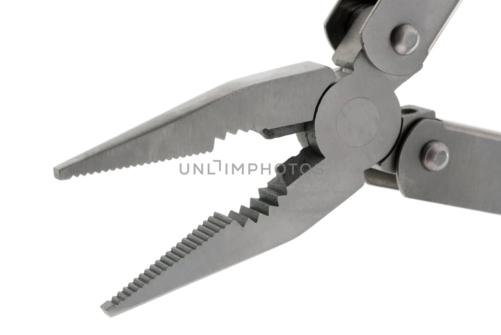 pliers. The manual tool from the chromeplated steel, isolated on a white background