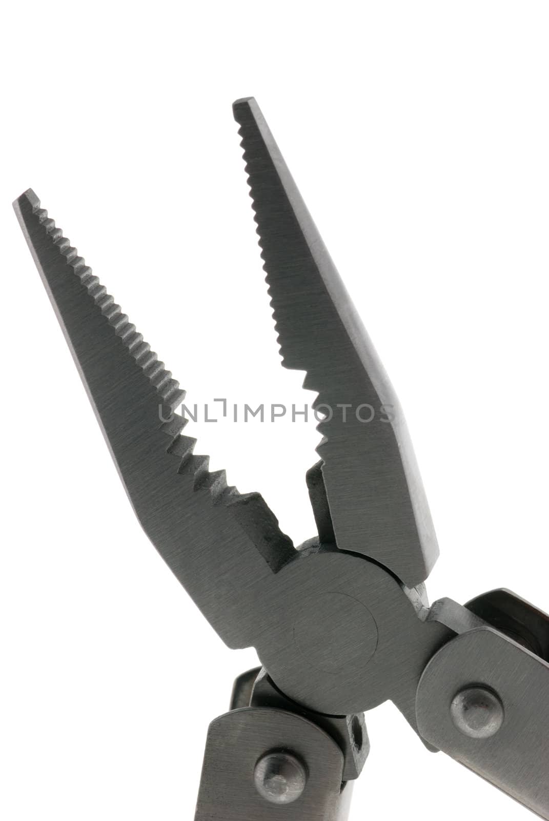 pliers. The manual tool from the chromeplated steel, isolated on a white background