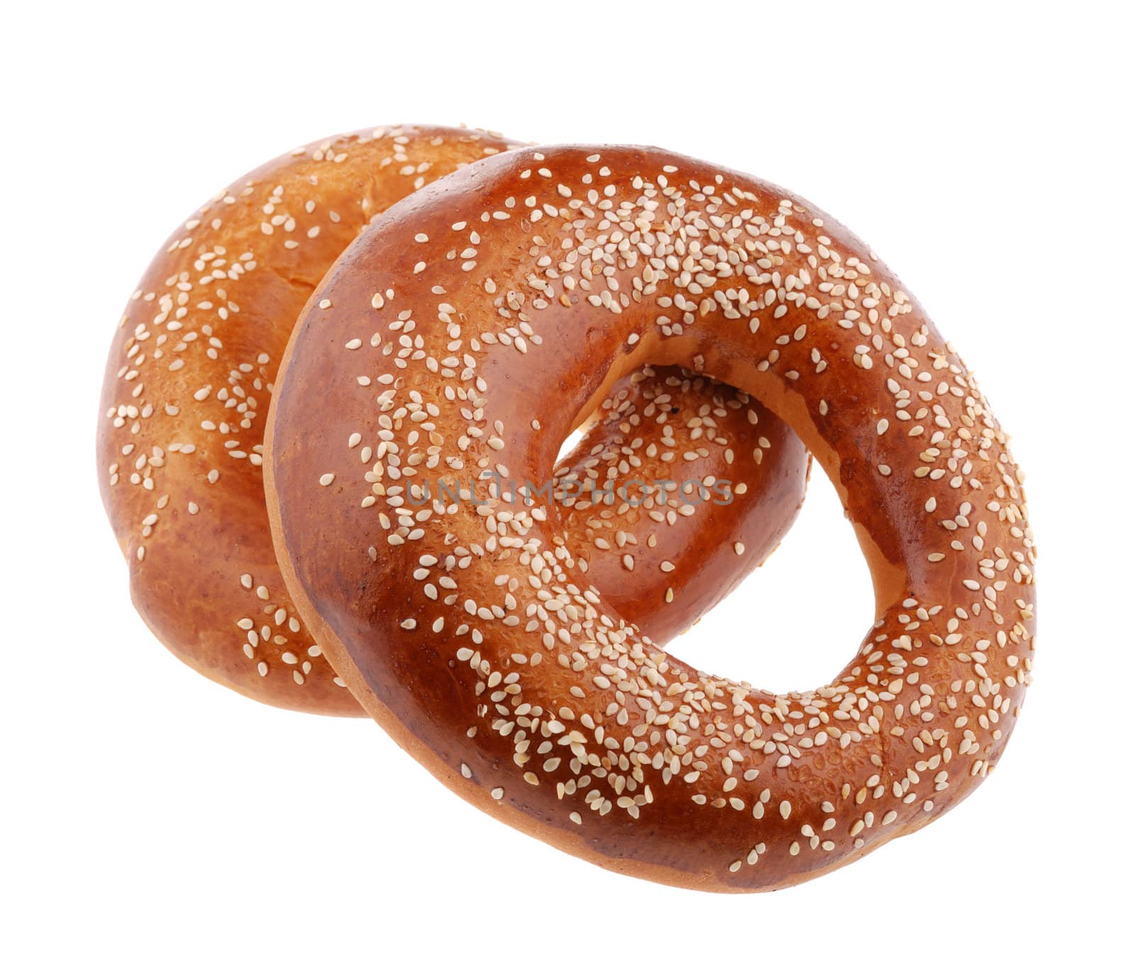 bagel . A sweet bun it is isolated on a white background