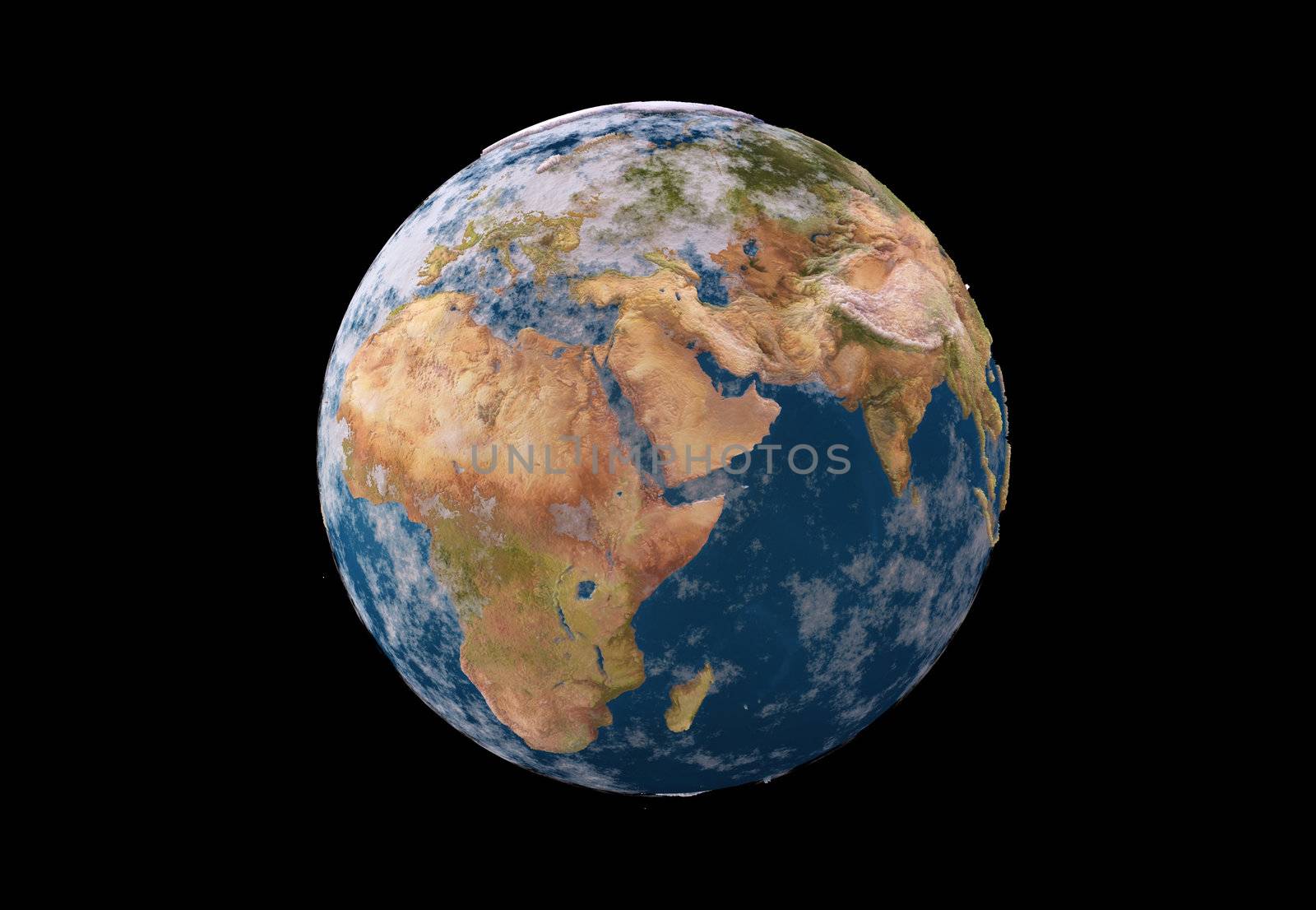 The Earth in space. Rendering of a planet in the three-dimensional editor