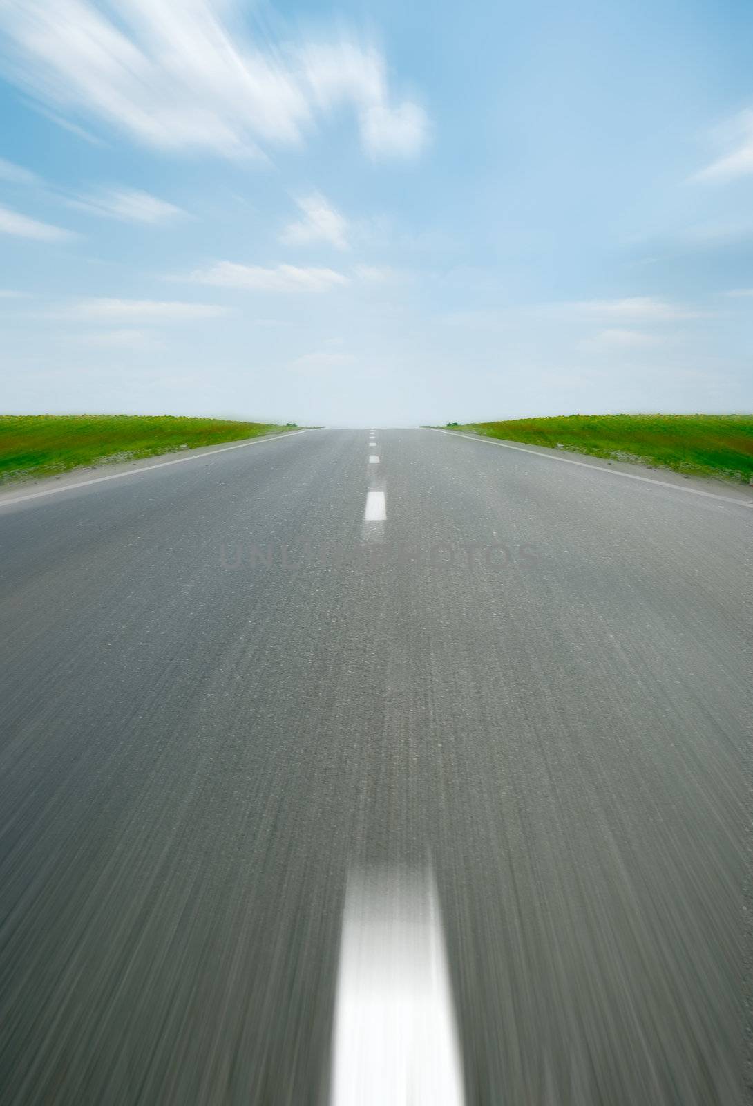 speed road. A transport highway with the blue sky. A transport highway with the blue sky