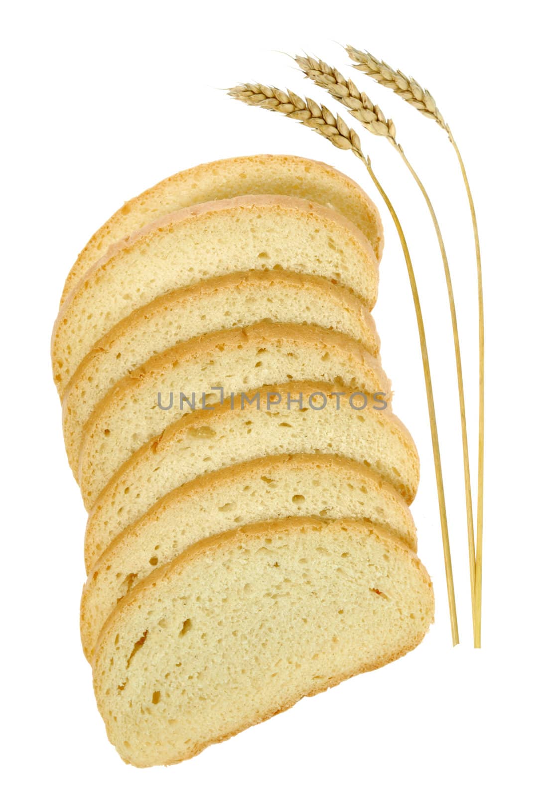 Wheat and cut bread. A ripe agriculture isolated on a white background