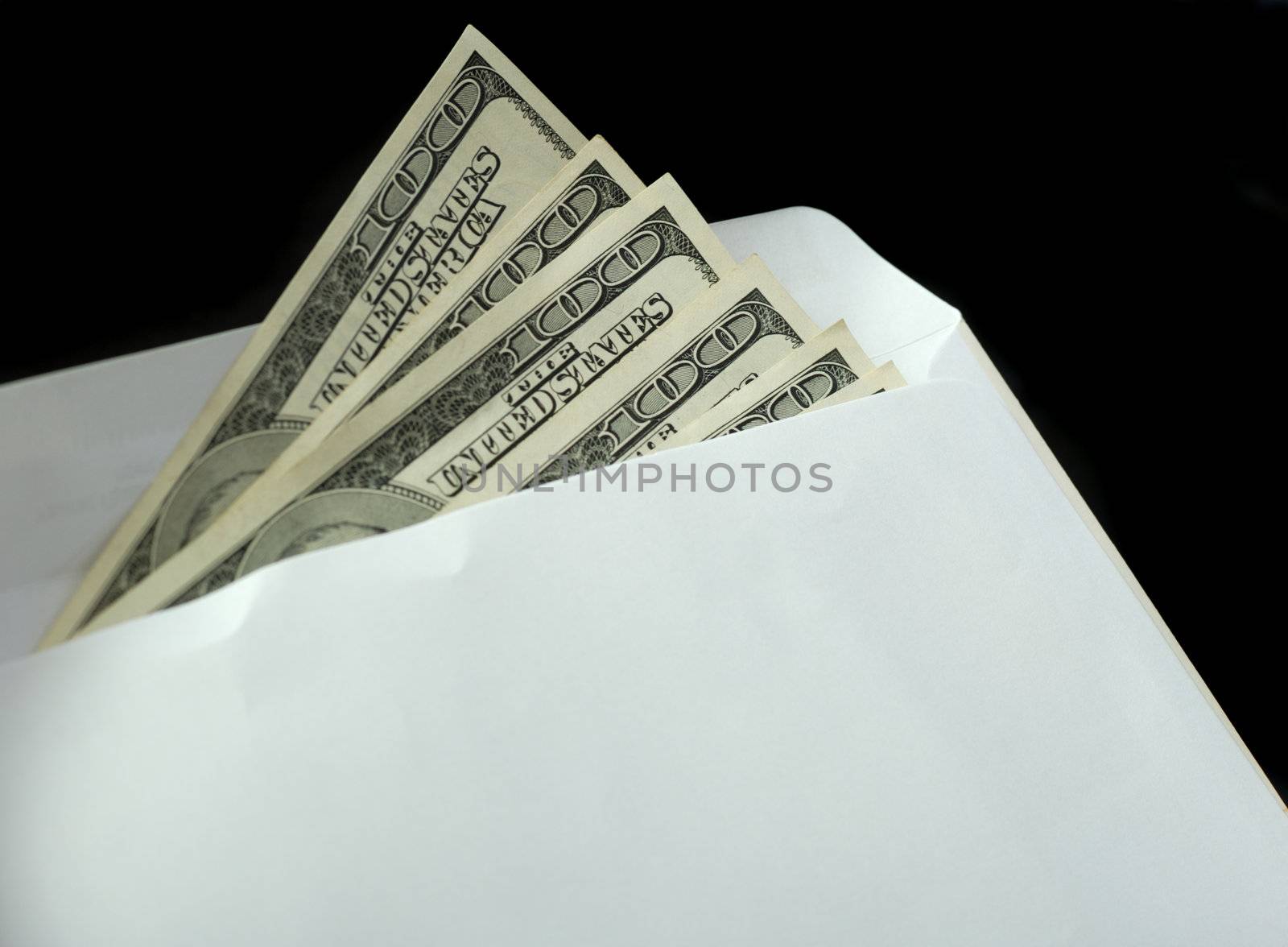 Bribe. Criminal activity, payoff. Money enclosed in an envelope