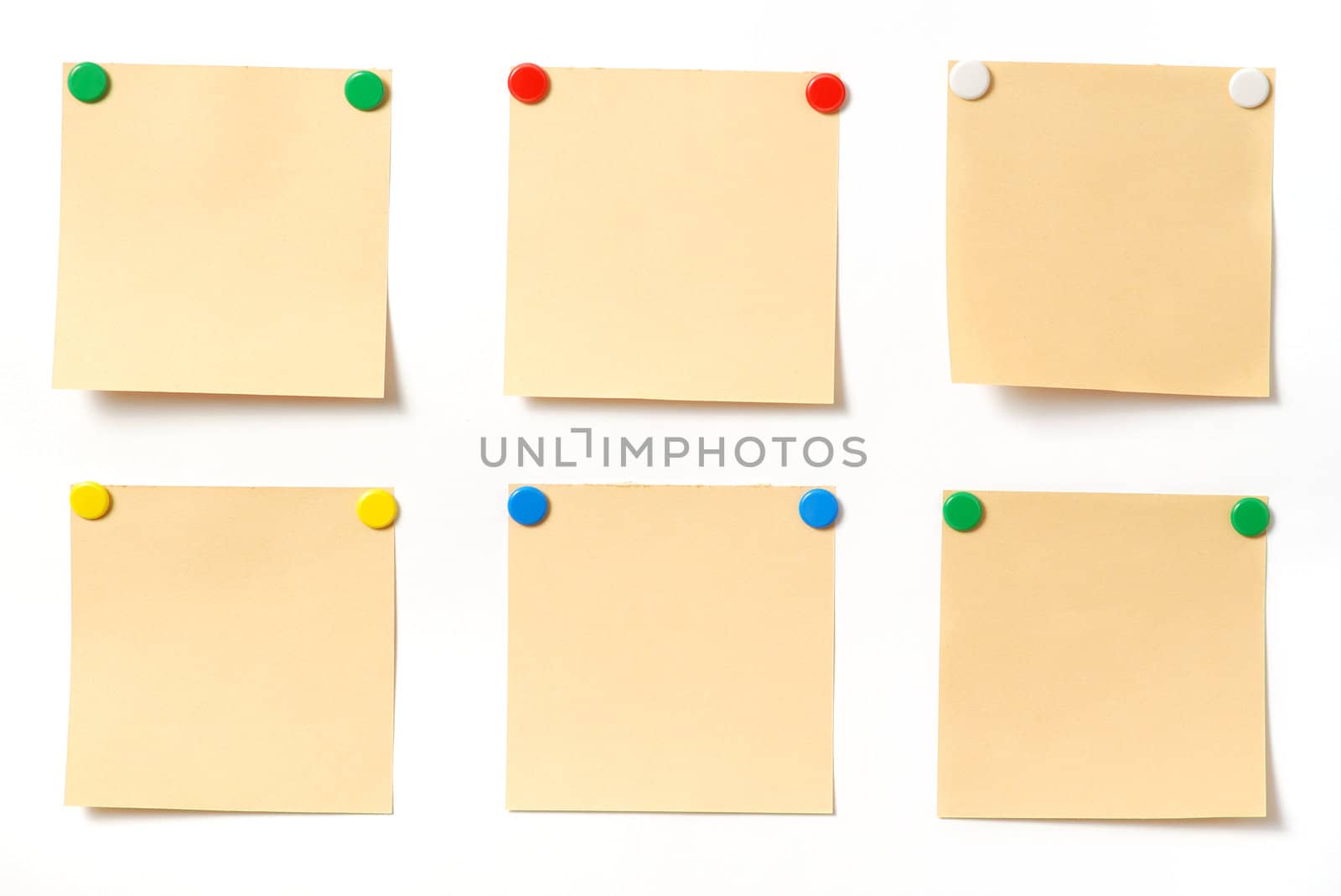 note. Paper a note attached to a wall buttons, it is isolated on a white background