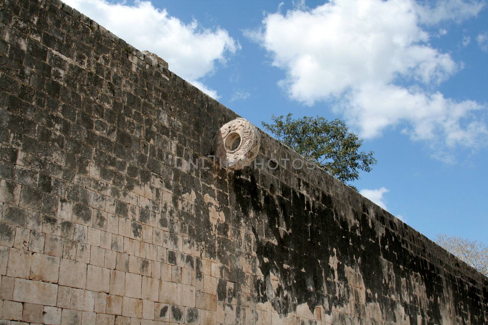 A goal at the great ballcourt at Chichen Itza, (Mayan Ruins) in Mexico.
