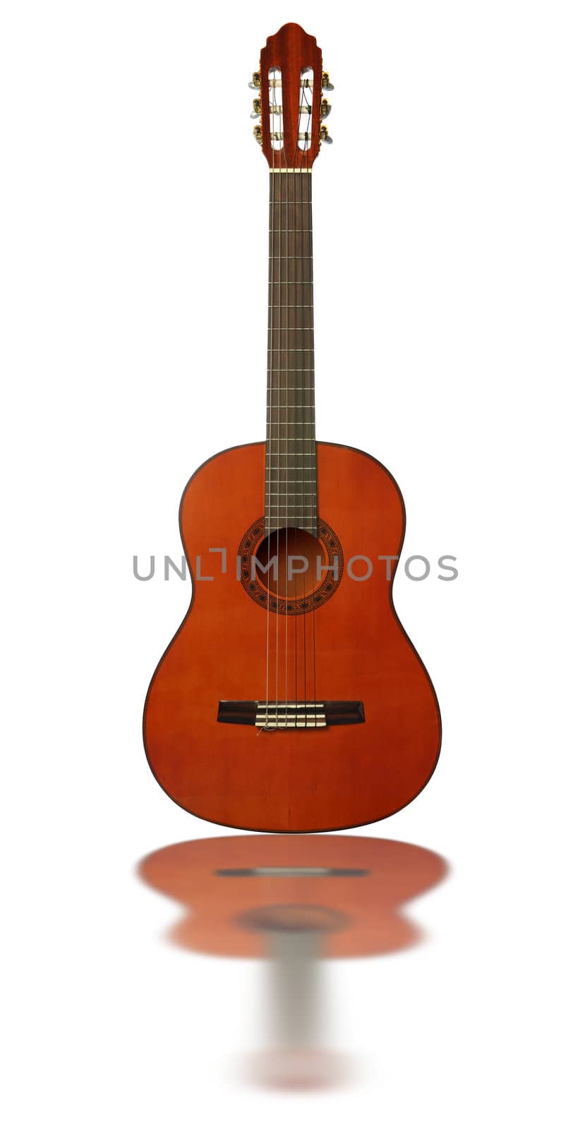 Guitar. An acoustic six-string guitar isolated by a plot a background
