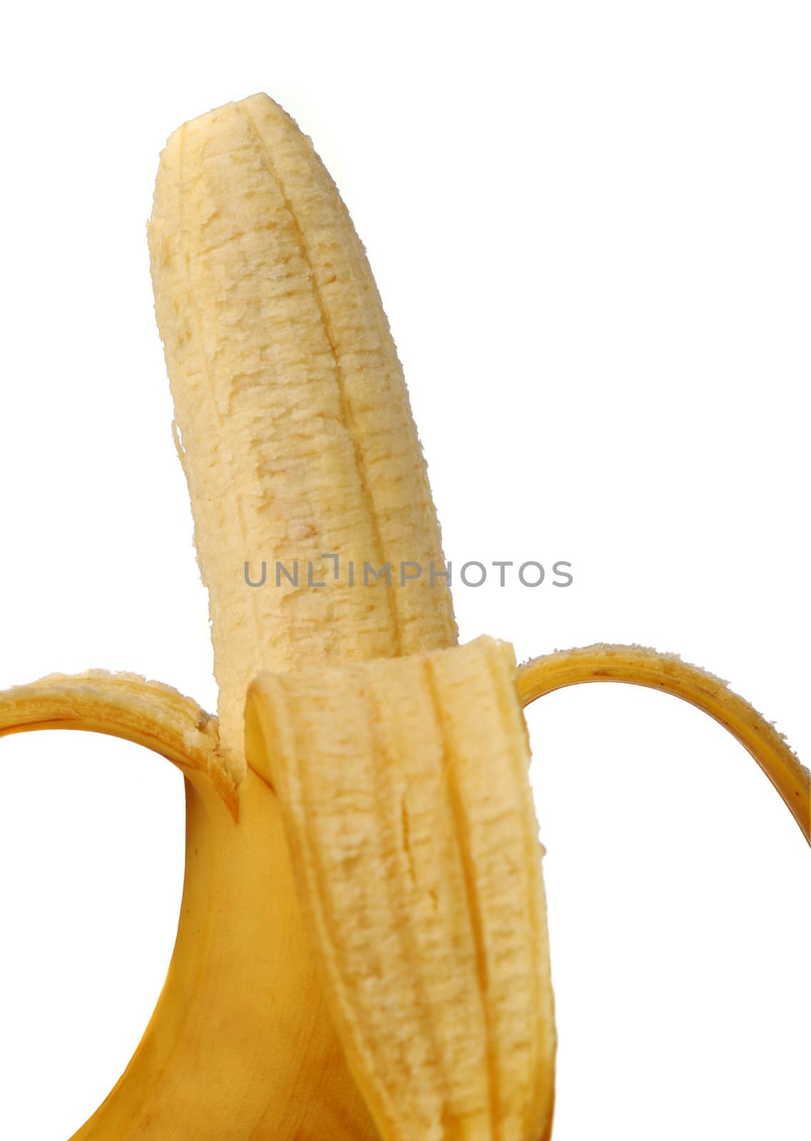 The open banana. It is isolated on a white background