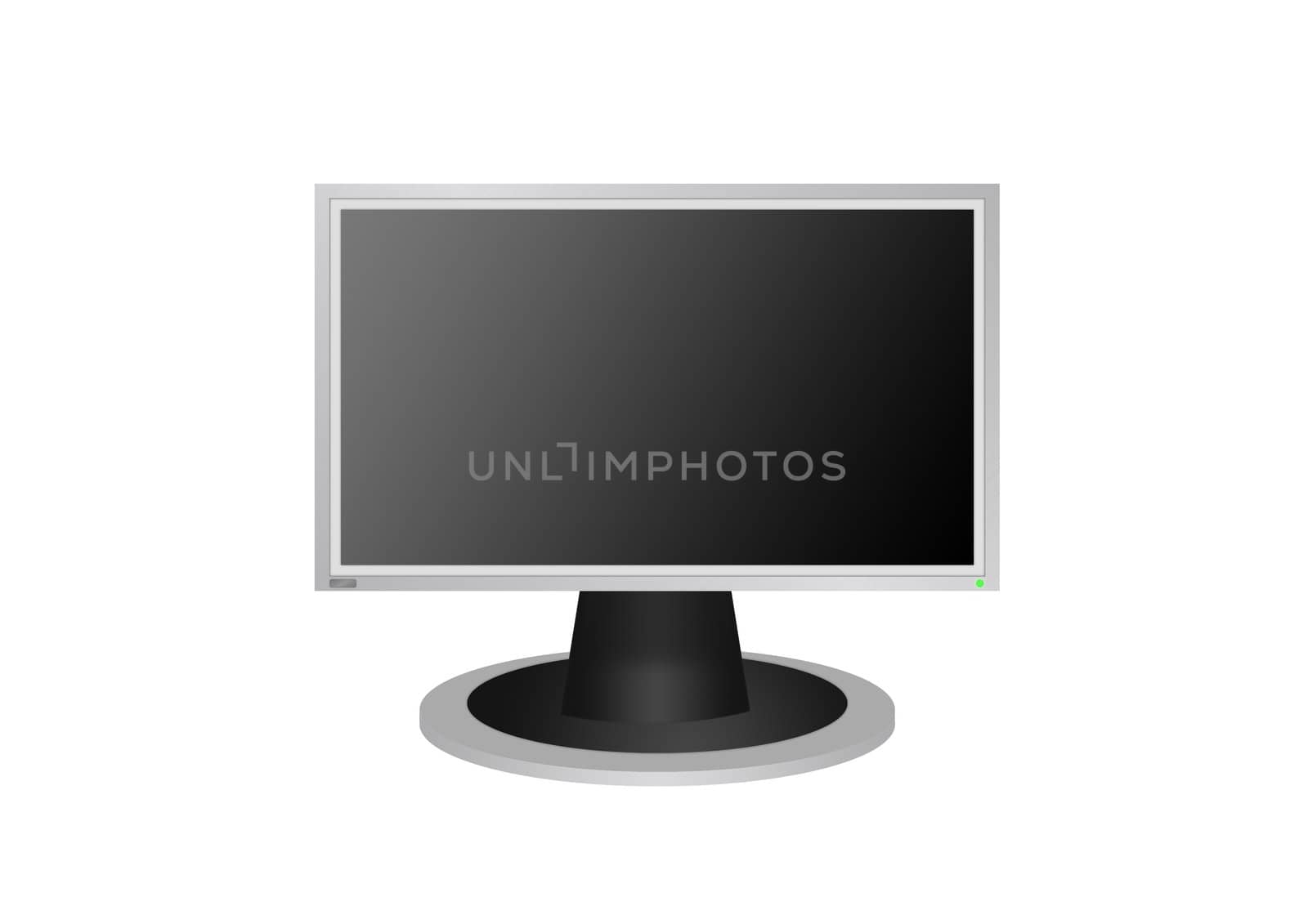 The high resolution of image LCD of the monitor isolated white  background (16:9) with the button and a bulb - "is included")