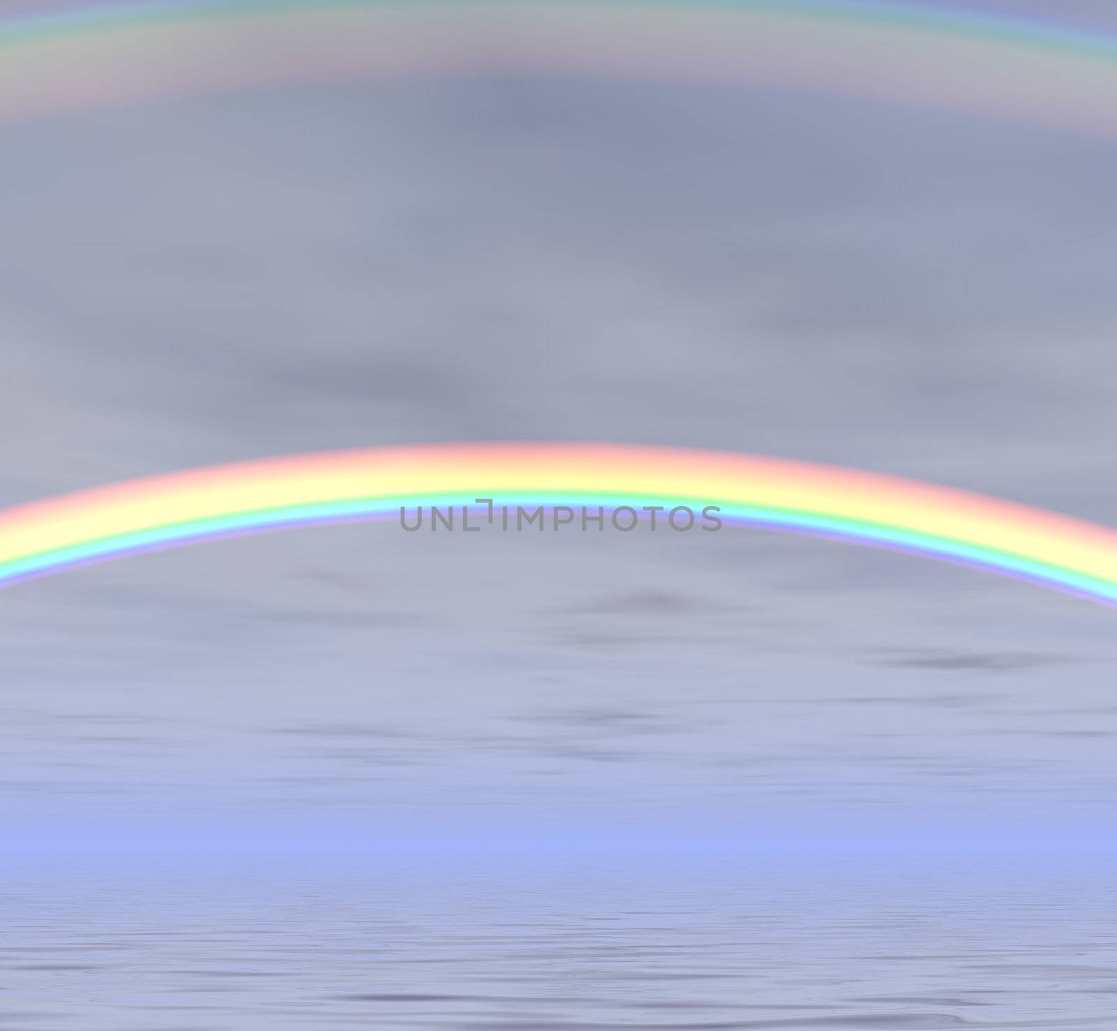 Evening rainbow in haze (simulator)