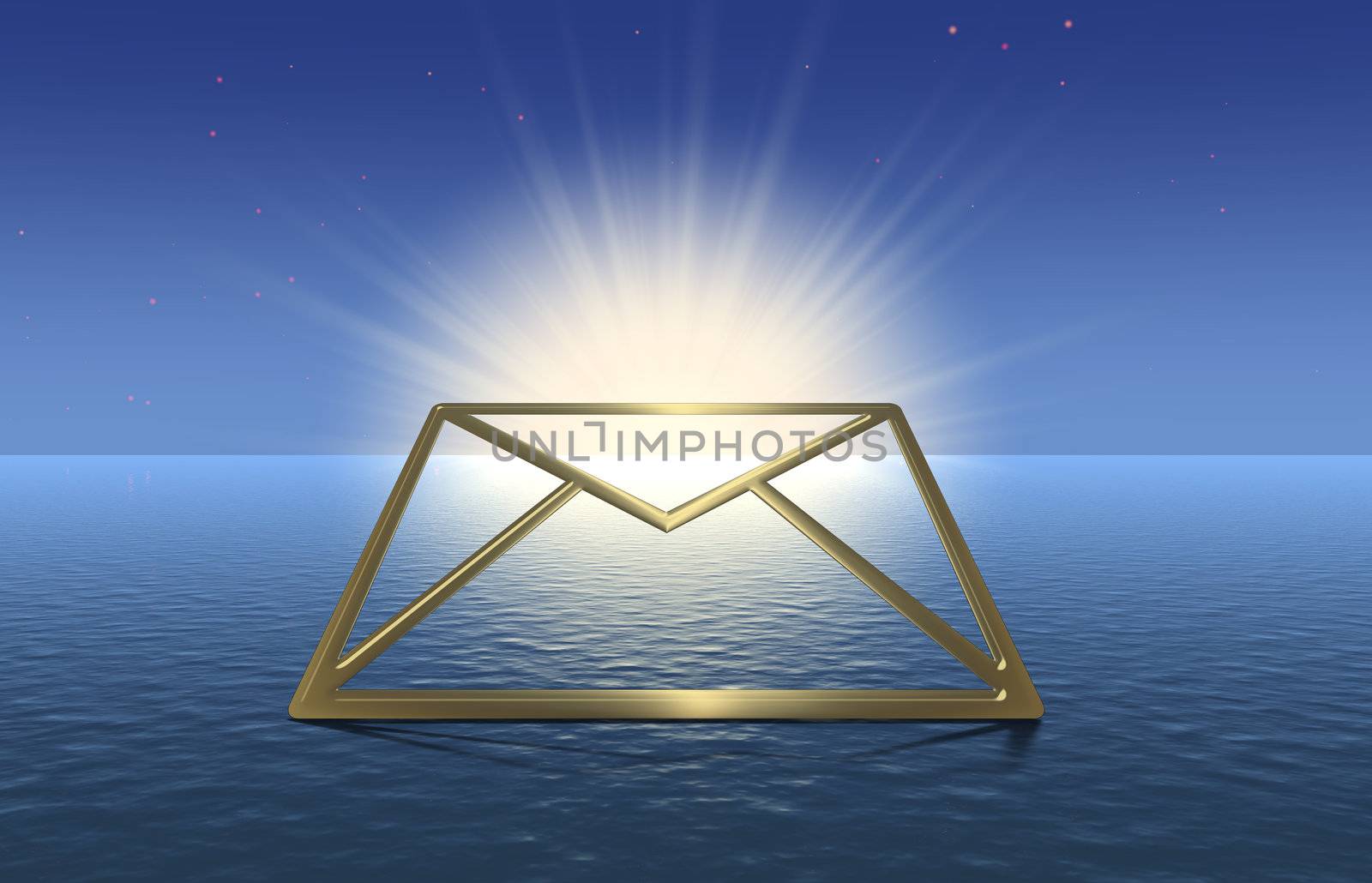 Gold message at sunrise (computer generation)